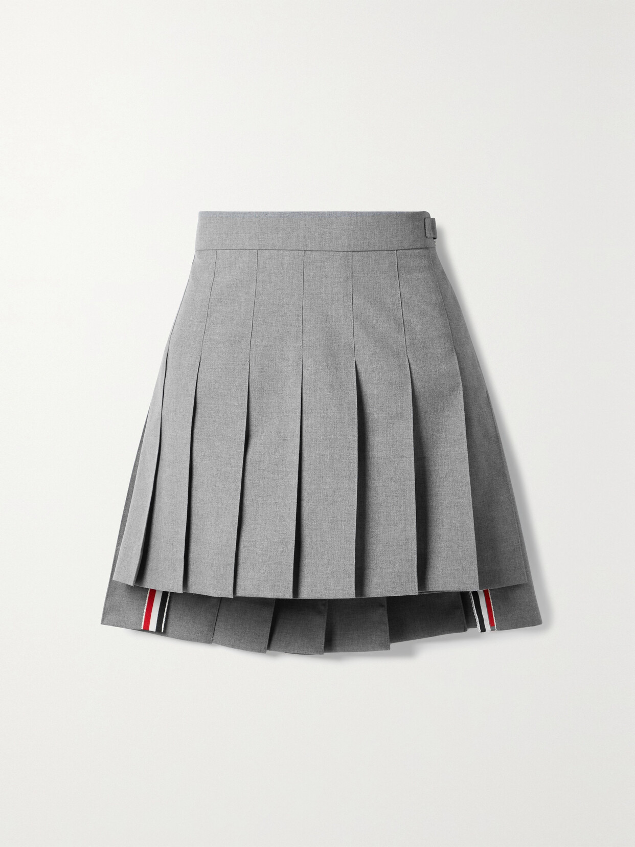 Thom Browne - Grosgrain-trimmed Pleated Wool-blend Mini Skirt - Gray