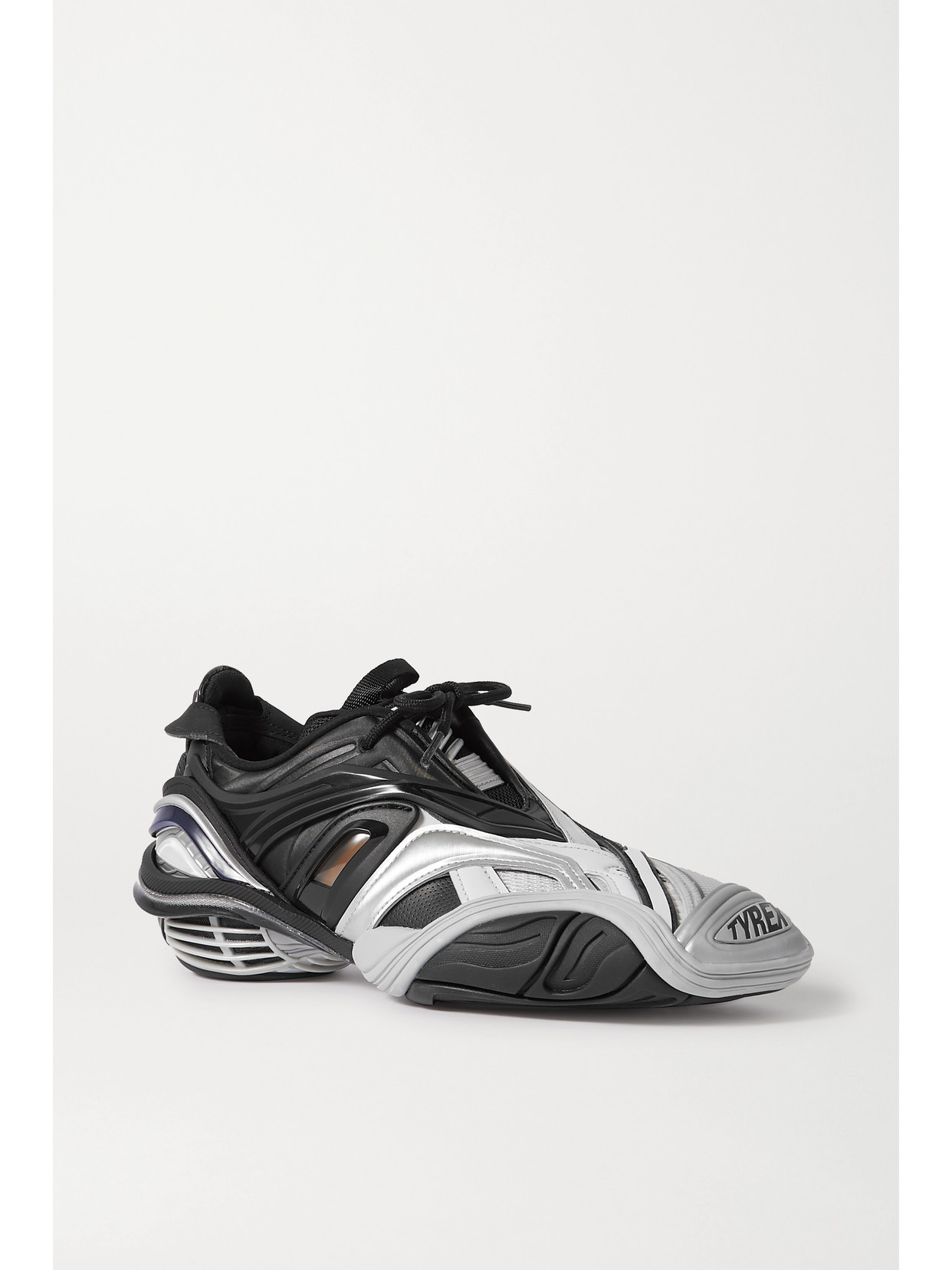 Balenciaga Tyrex Logo-print Metallic Rubber, Mesh And Faux