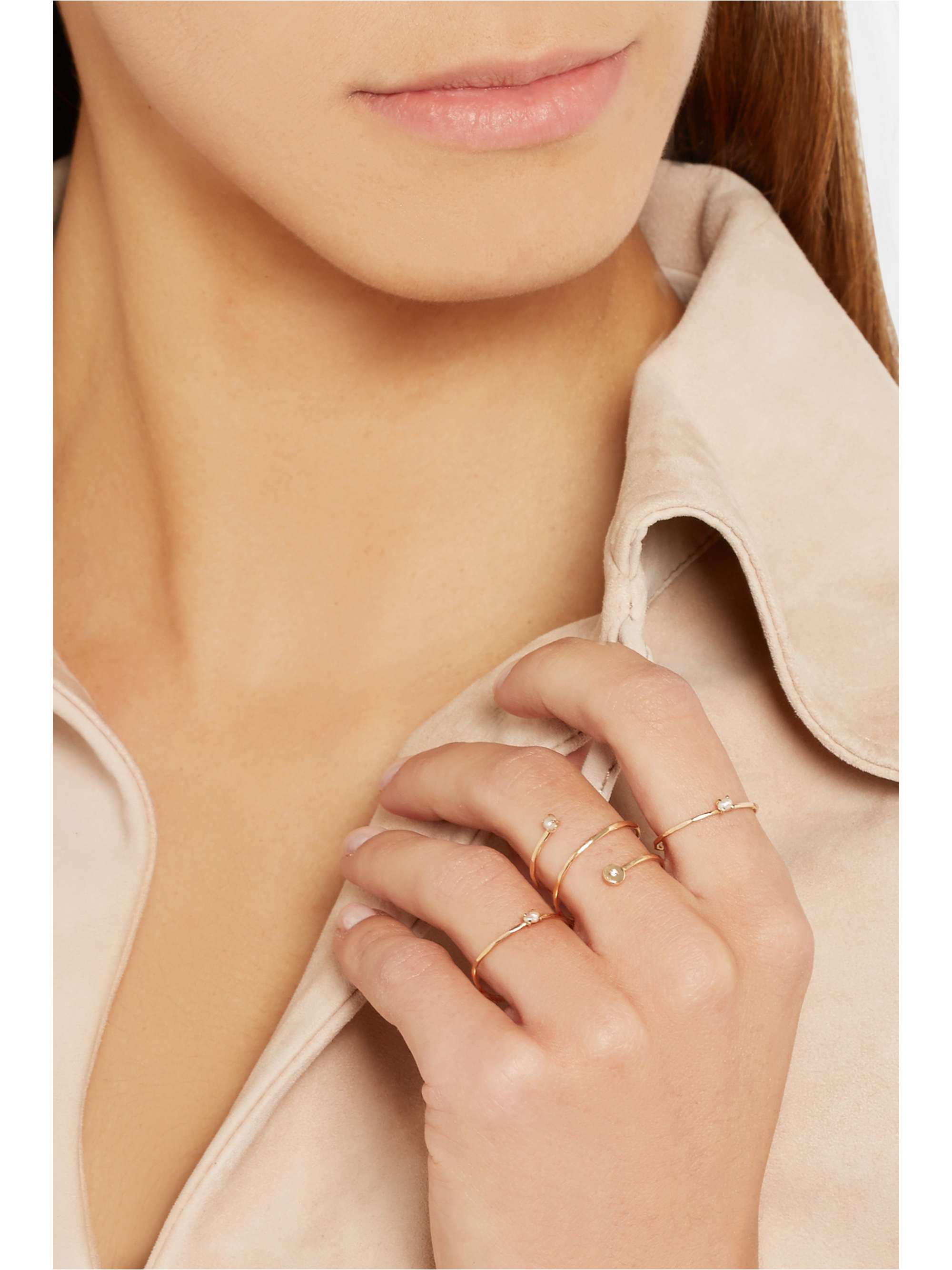 MELISSA JOY MANNING 14-karat gold, pearl and diamond ring