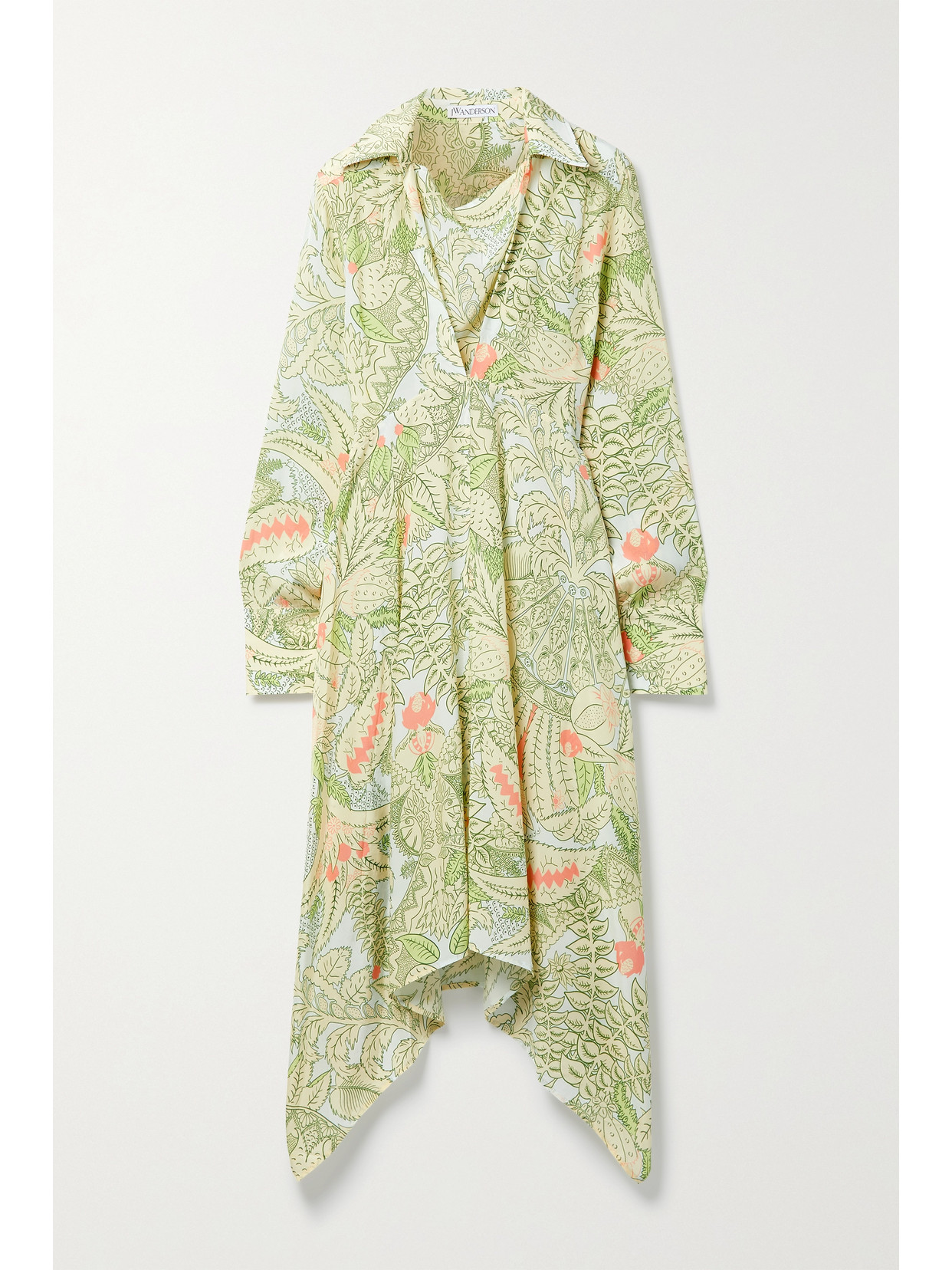 JW Anderson Asymmetric Printed Woven Midi Dress - Yellow