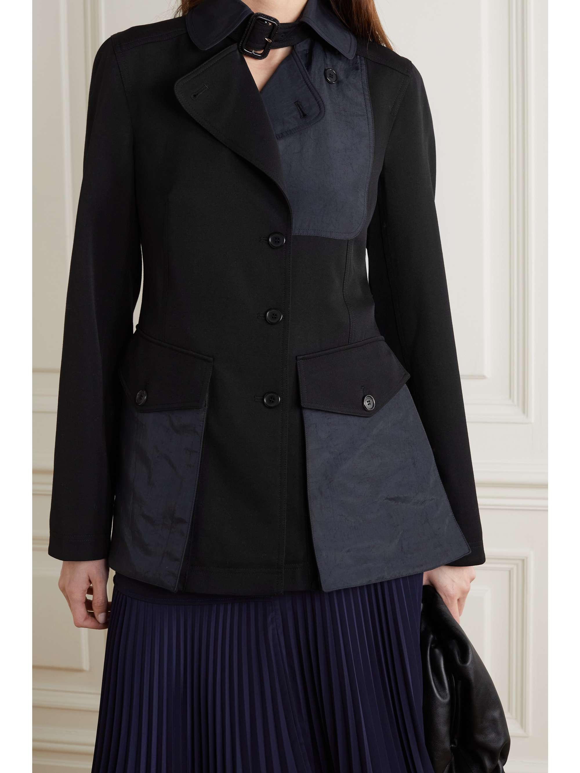 paneled stretch wool jacket