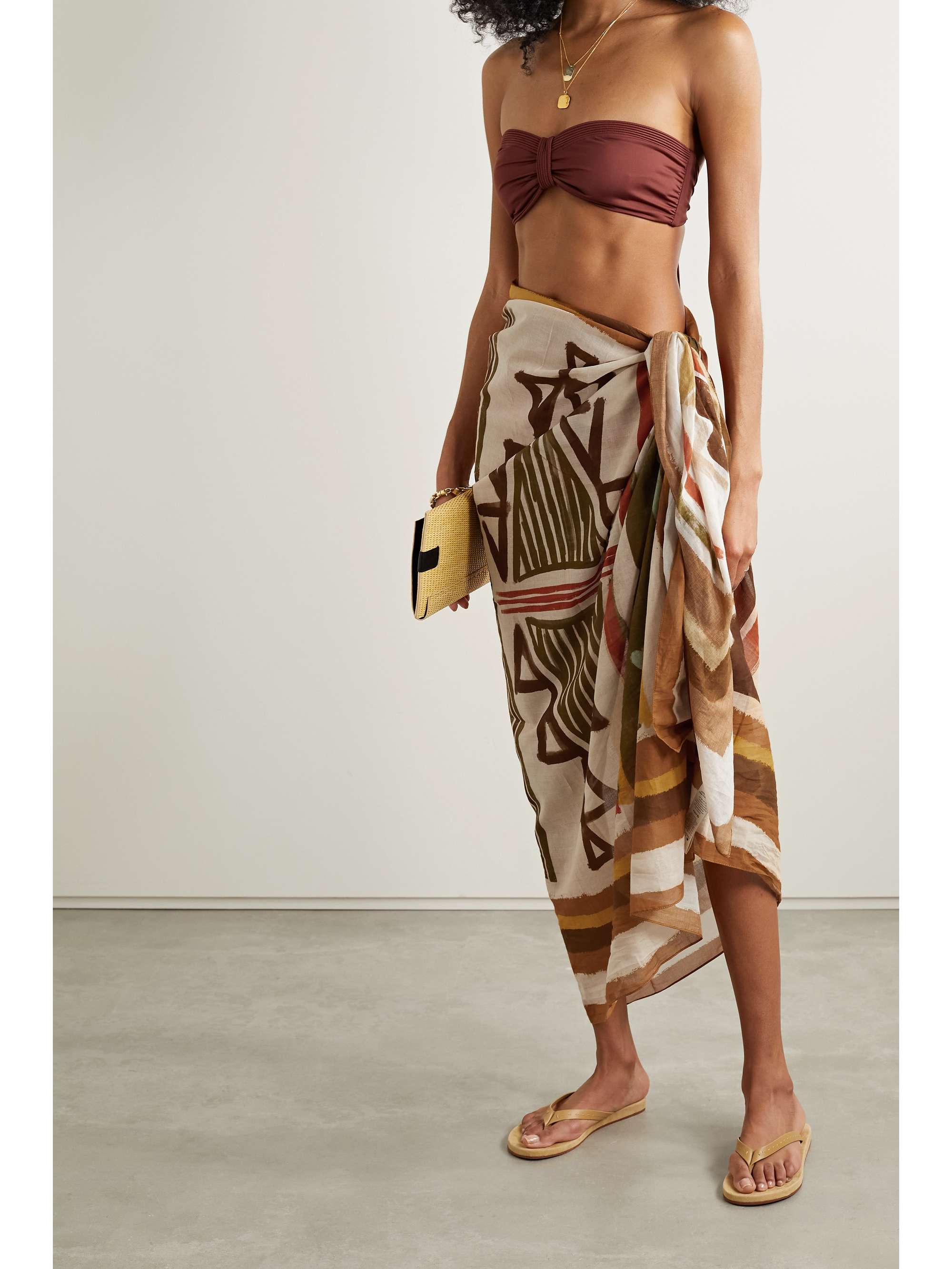 JOHANNA ORTIZ + NET SUSTAIN Choosing Destinations printed organic cotton-voile pareo