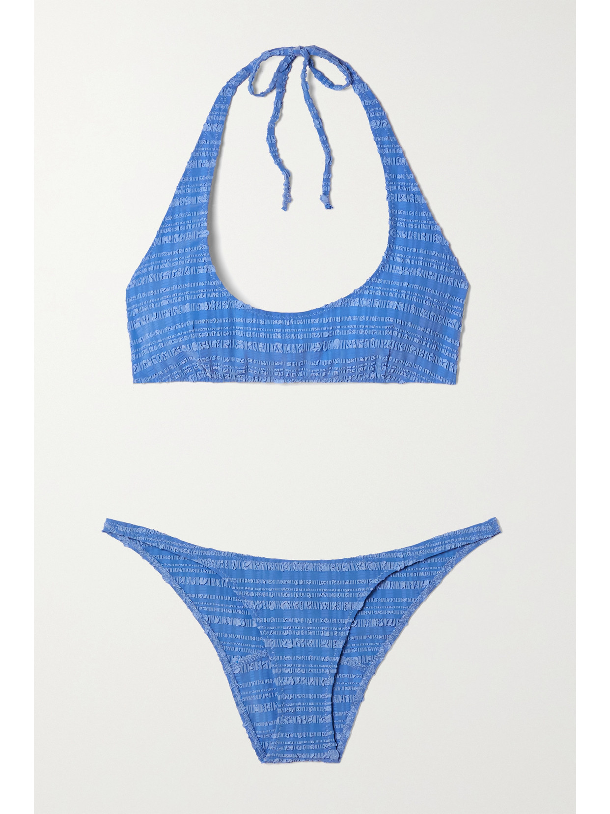 LISA MARIE FERNANDEZ + NET SUSTAIN AMBER STRIPED SEERSUCKER BIKINI