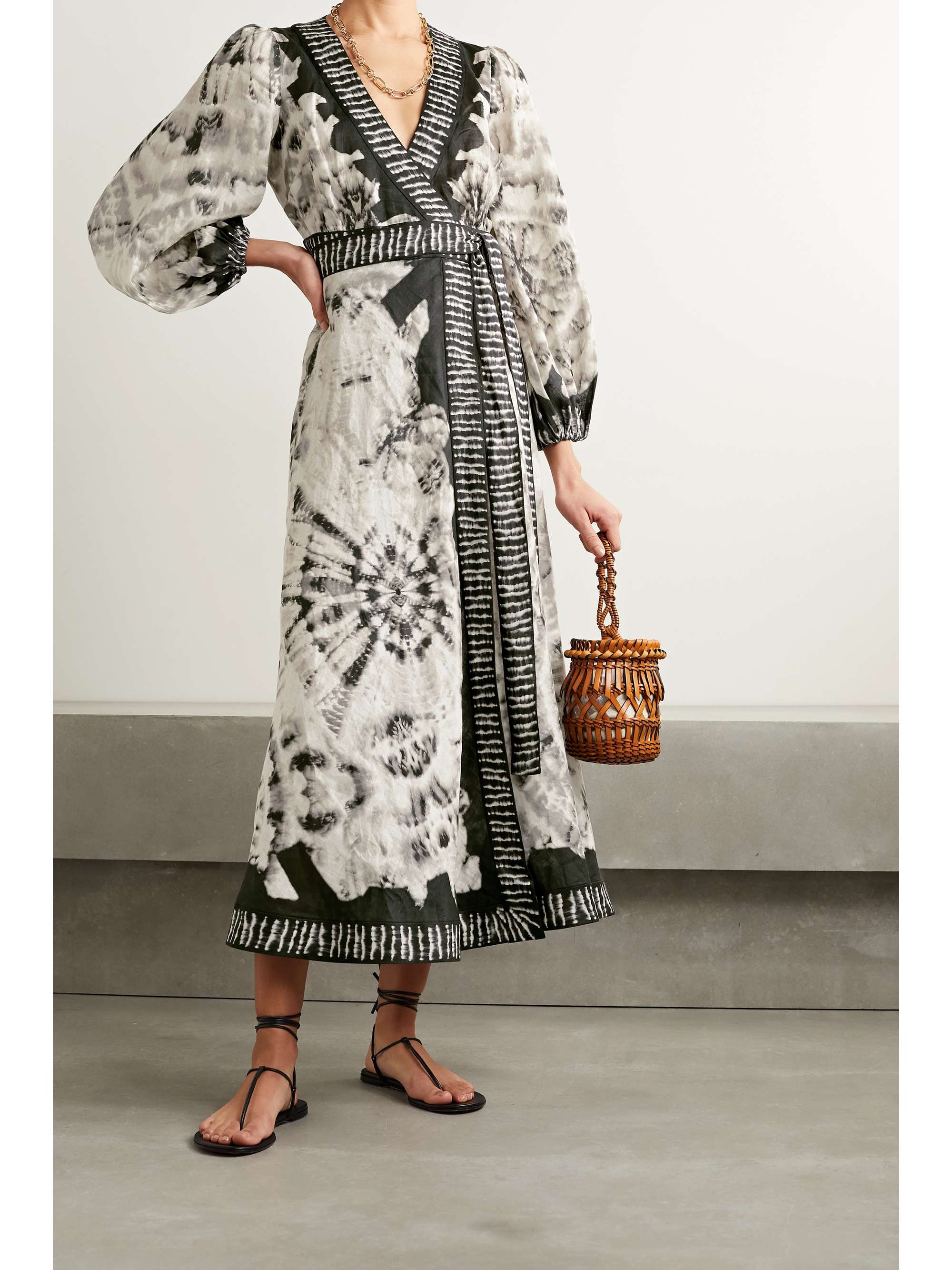 ZIMMERMANN Lulu tie-dyed linen wrap midi dress