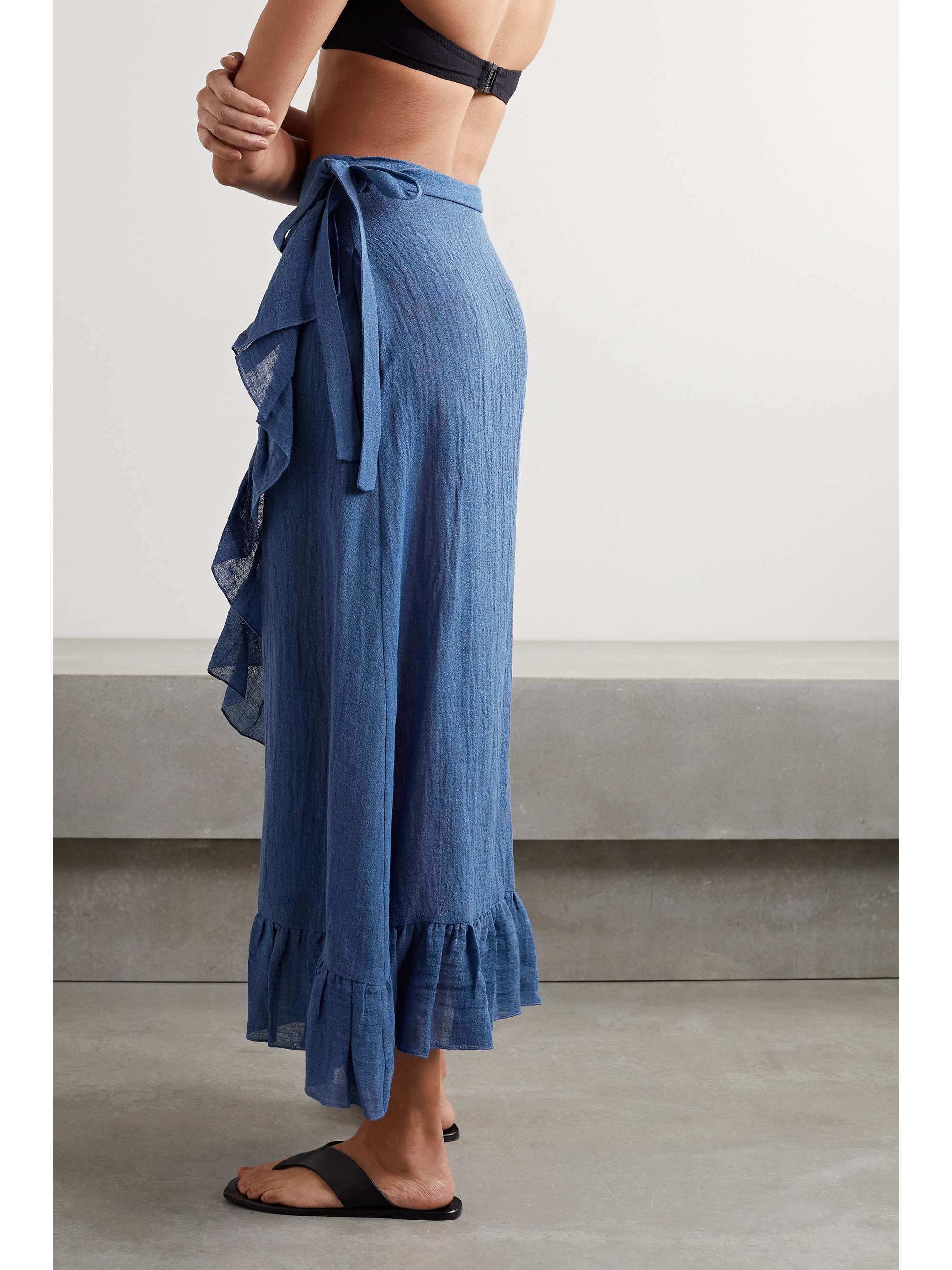 NET SUSTAIN ruffled organic linen-blend 