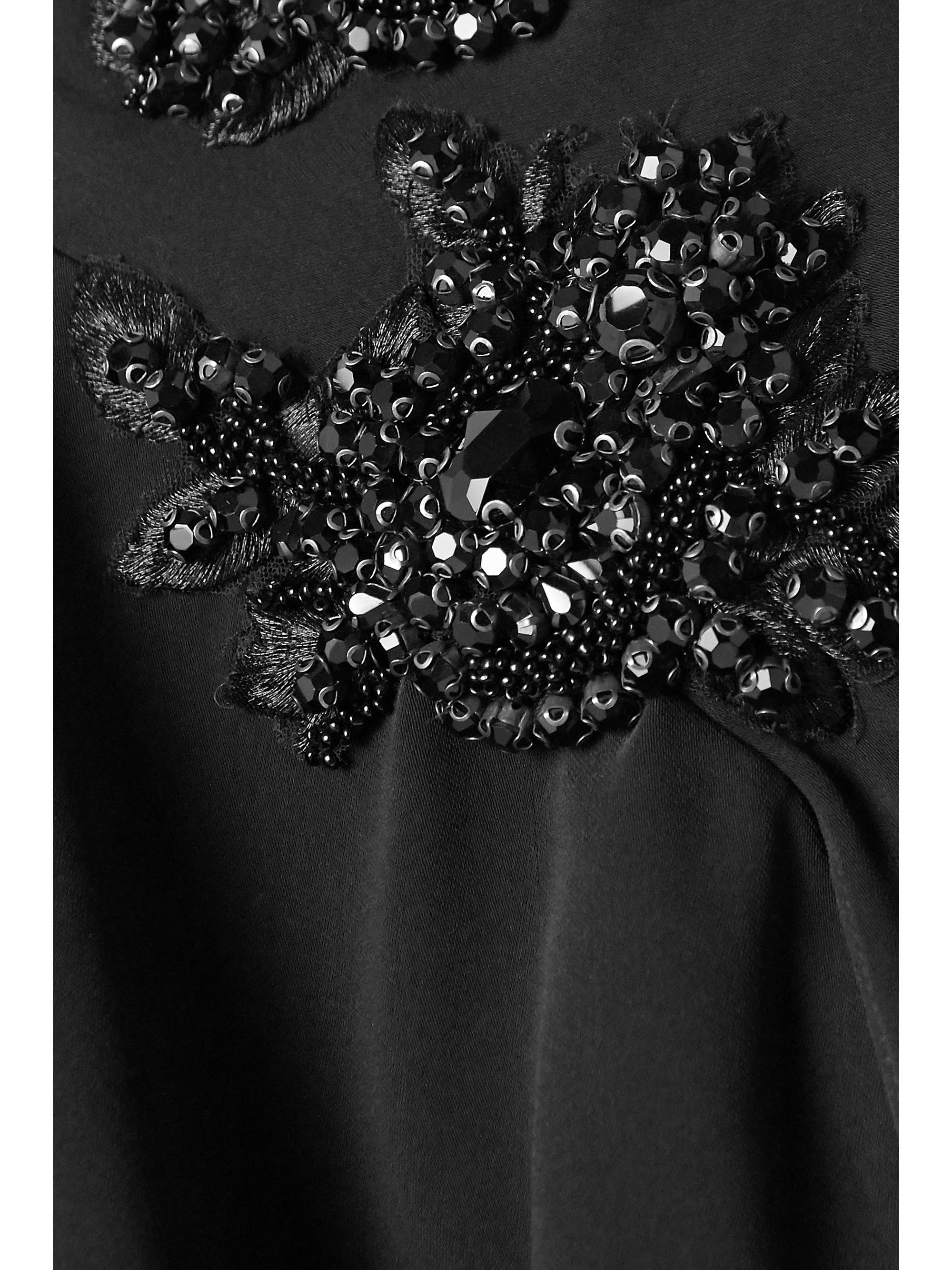 MARCHESA NOTTE Cape-effect embellished crepe gown