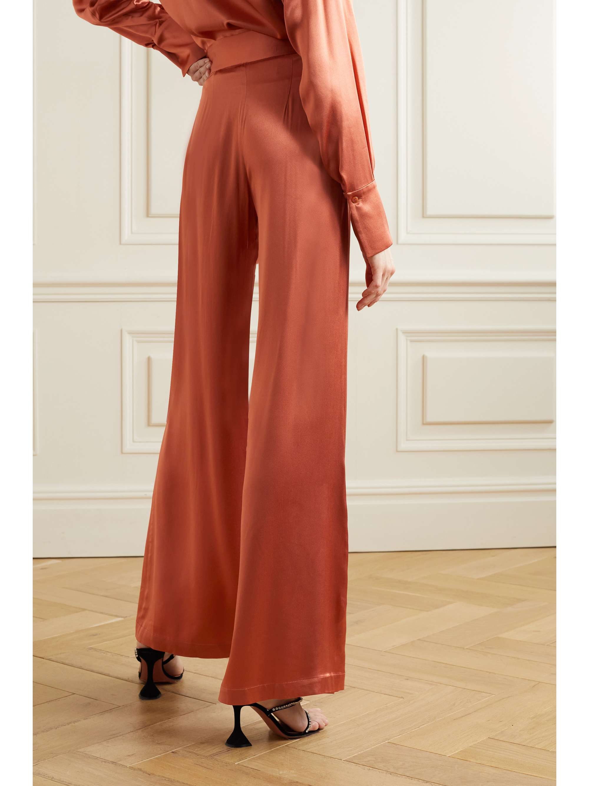 GALVAN Lido satin wide-leg pants