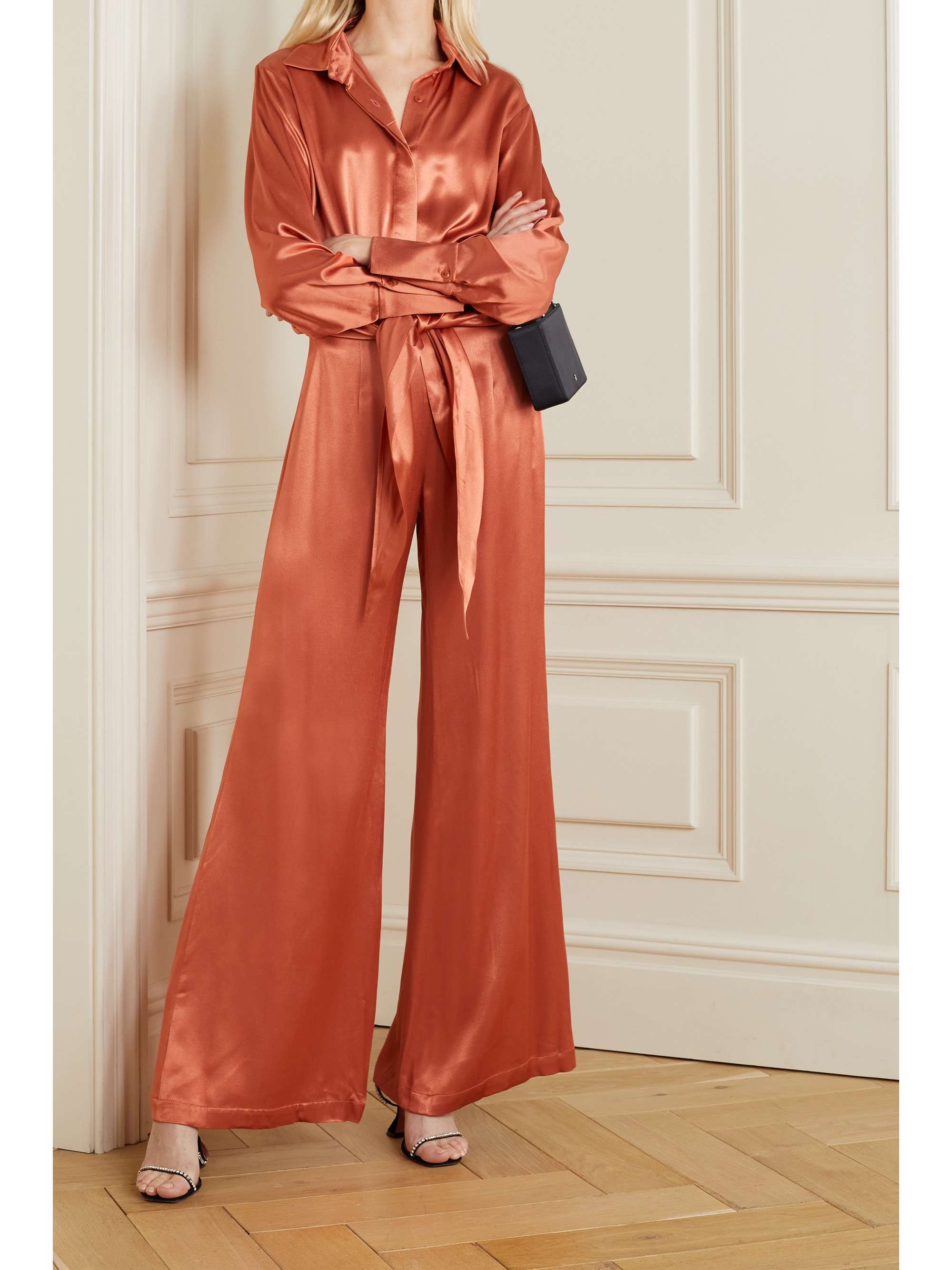 GALVAN Lido satin wide-leg pants