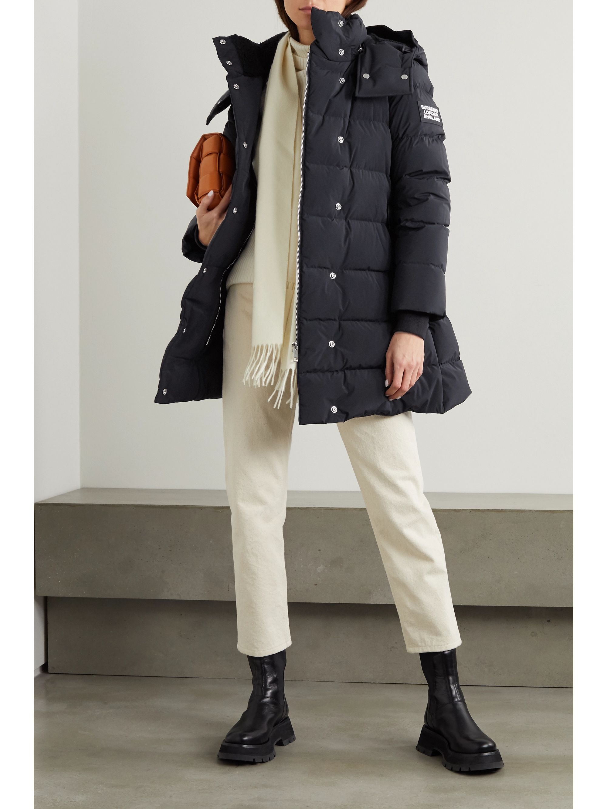 burberry detachable hood belted puffer coat