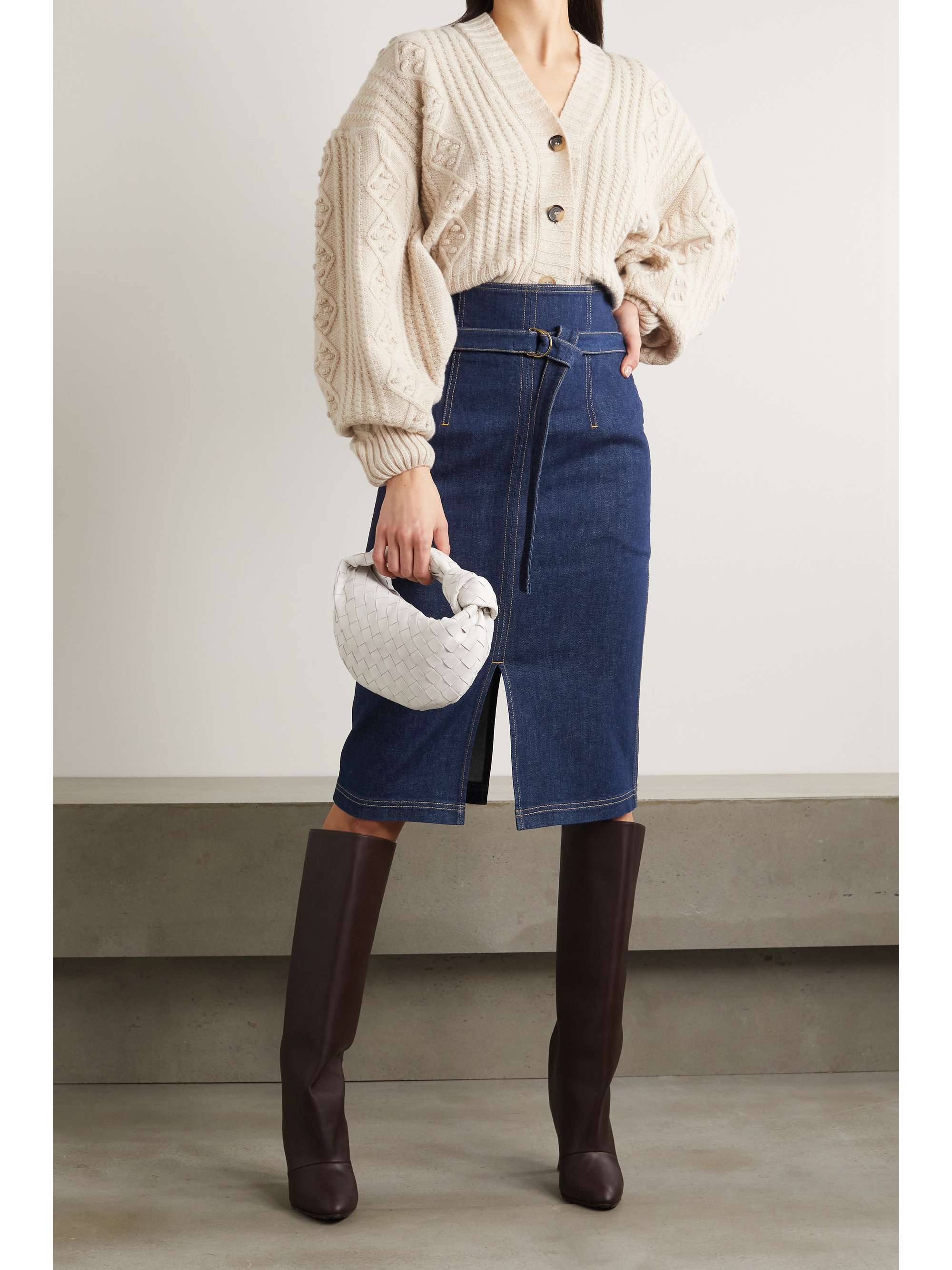 Navy Belted denim skirt | PHILOSOPHY DI 