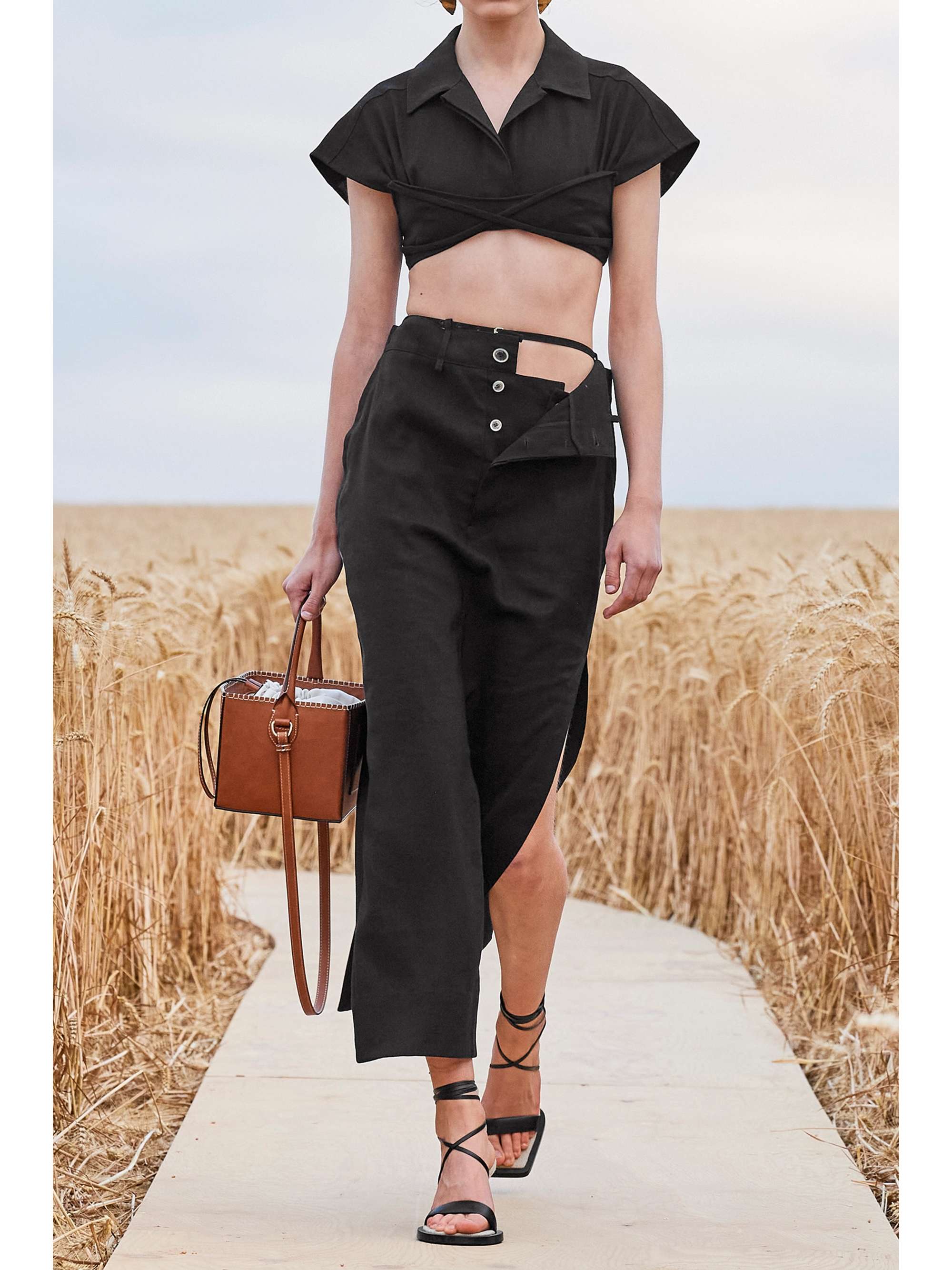 Black La Jupe Terraio hemp-blend maxi 