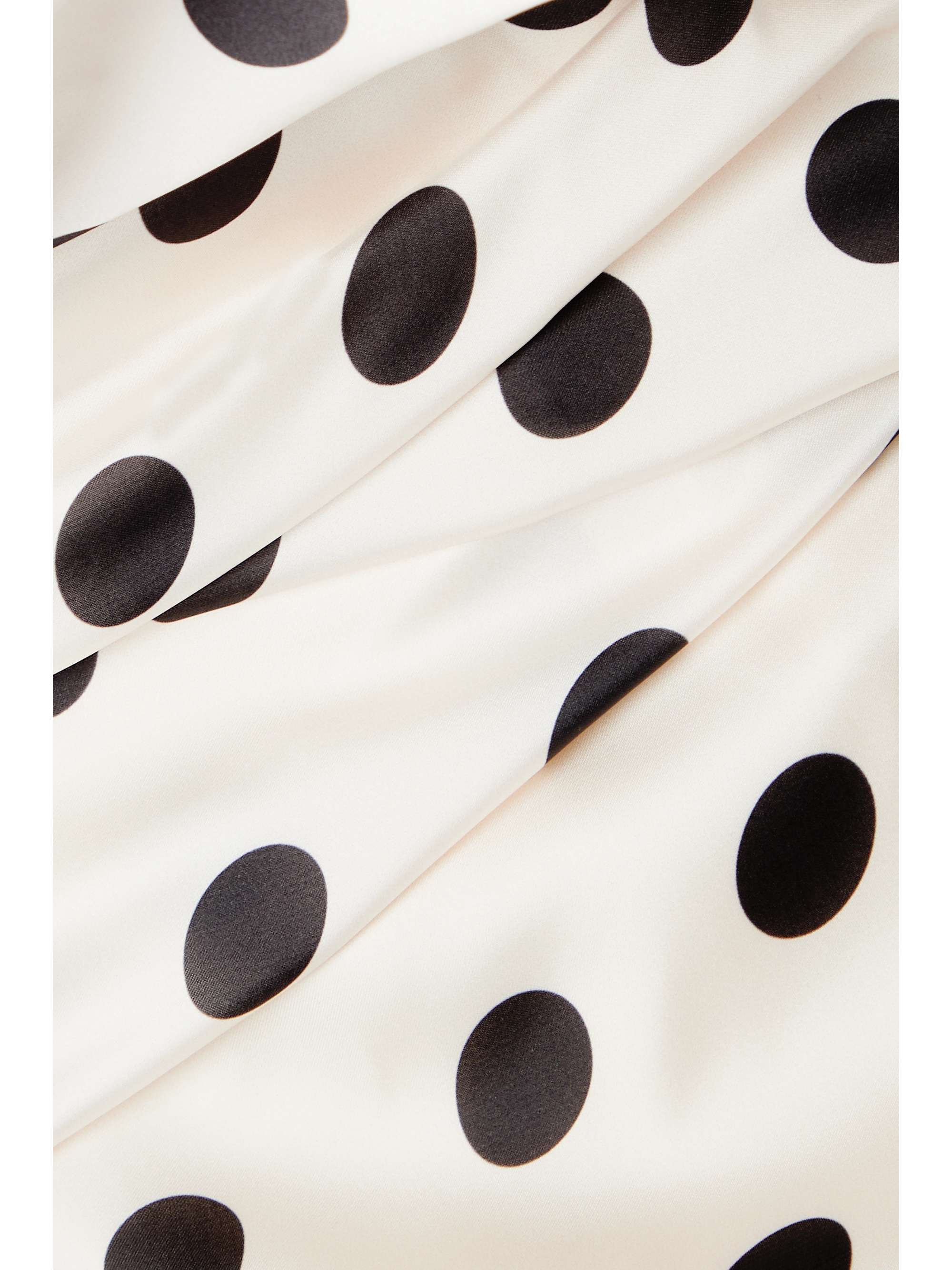 JOHANNA ORTIZ + NET SUSTAIN Unprecedented one-shoulder polka-dot satin midi dress