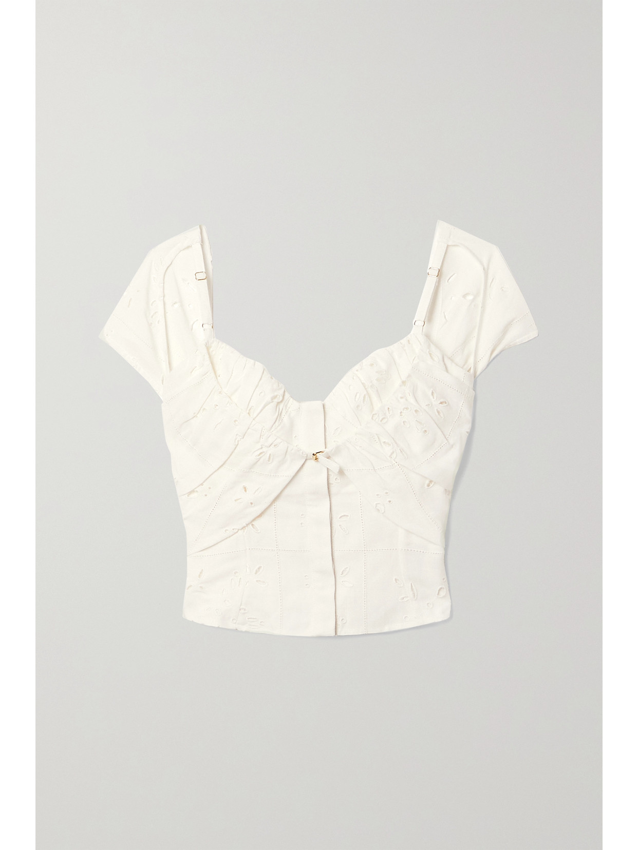 Jacquemus Tovallo Cutout Broderie Anglaise Linen-blend Bustier Top In Ecru