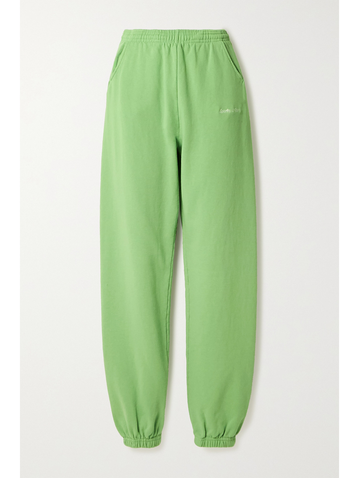Sporty & Rich Embroidered Cotton-jersey Track Pants - Green