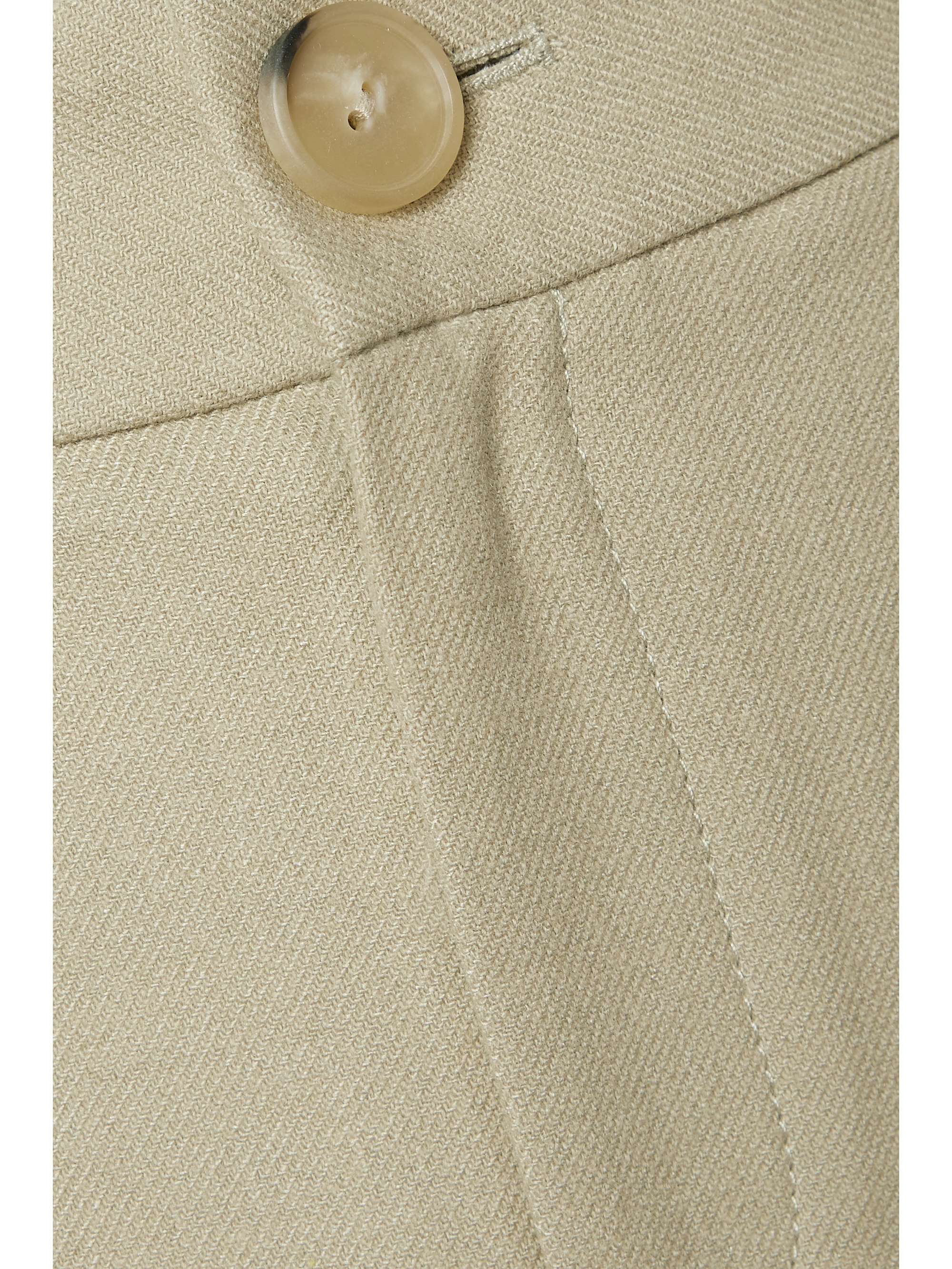 Beige Pleated flannel wide-leg pants 