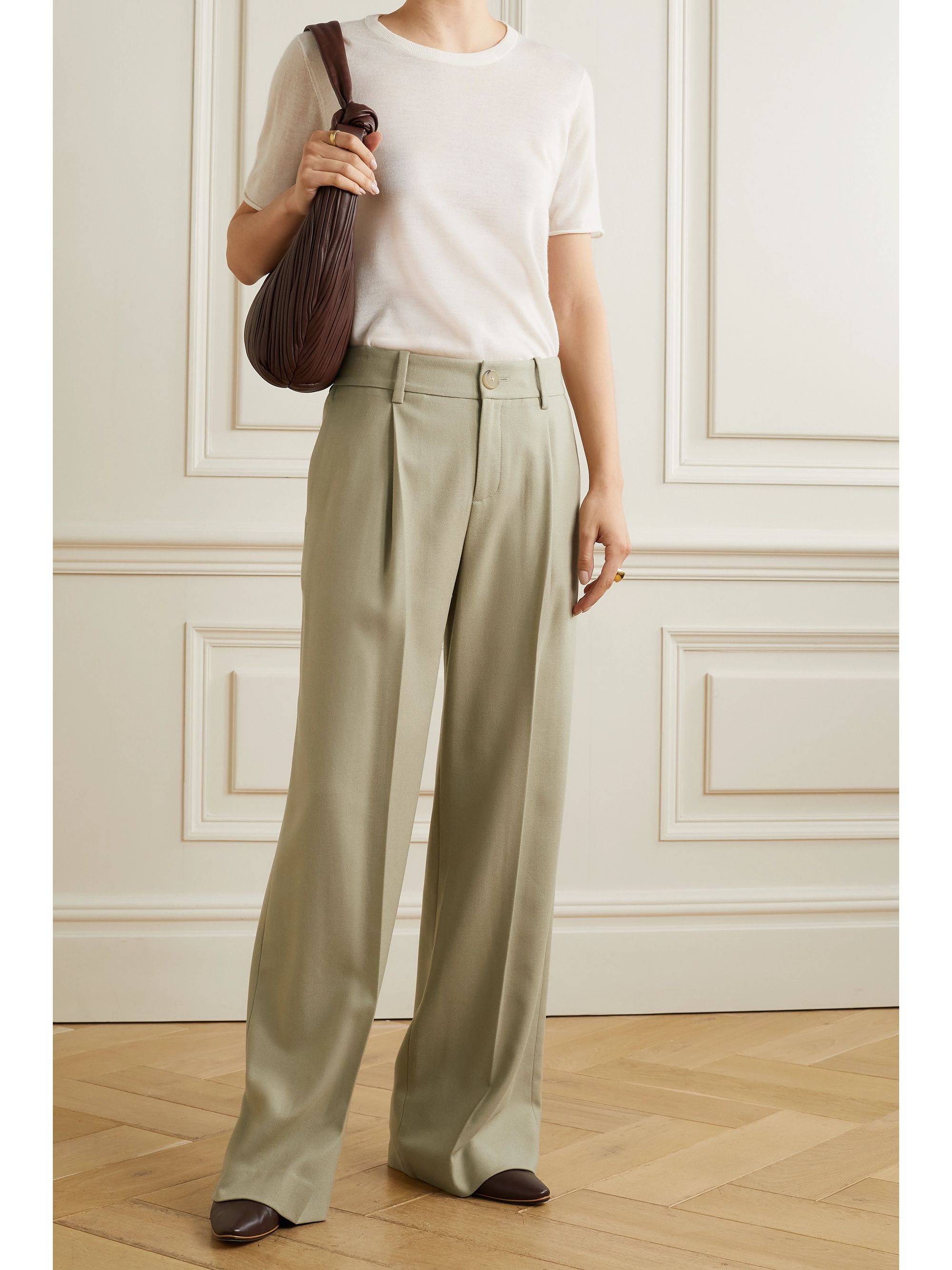 pleated flannel pants