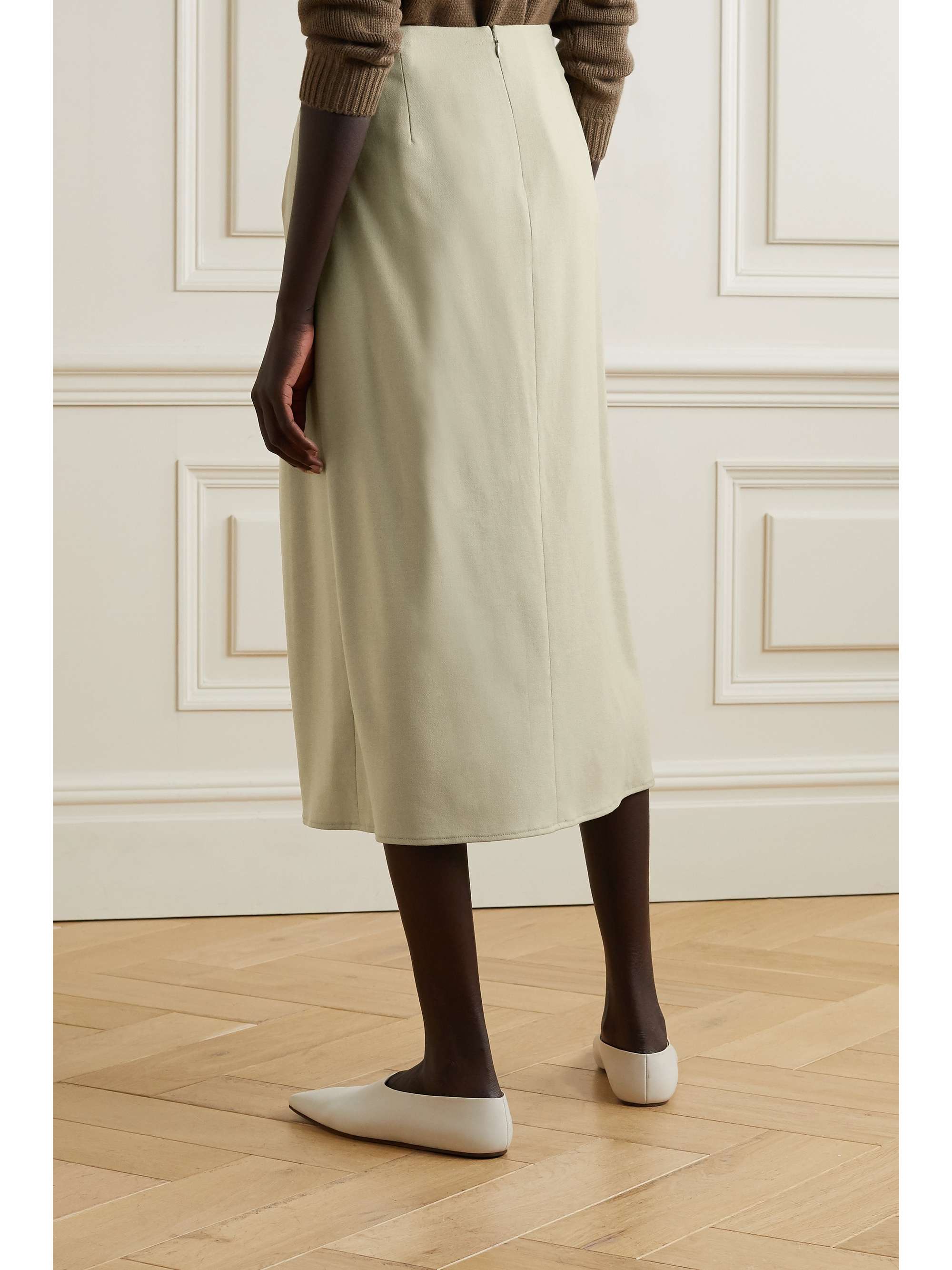 VINCE Knotted flannel midi skirt