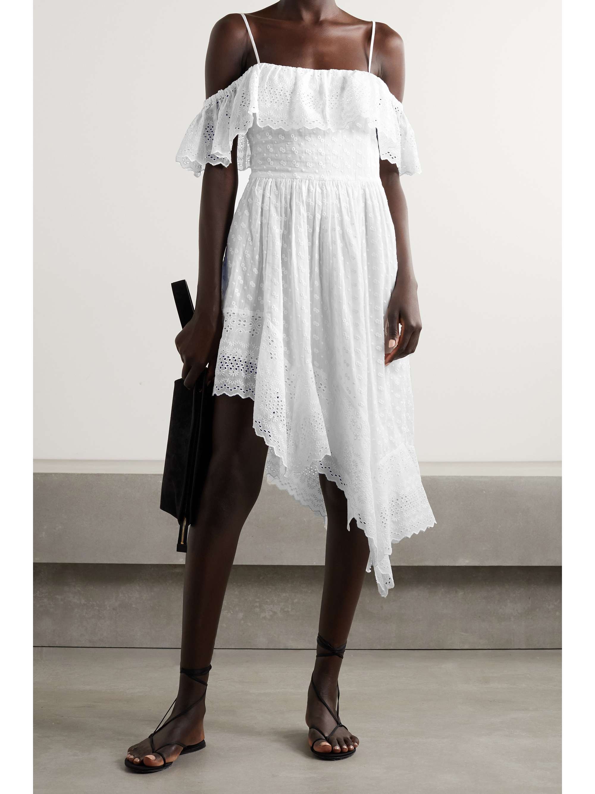 White Timoria asymmetric broderie anglaise dress ISABEL ÉTOILE | NET-A-PORTER