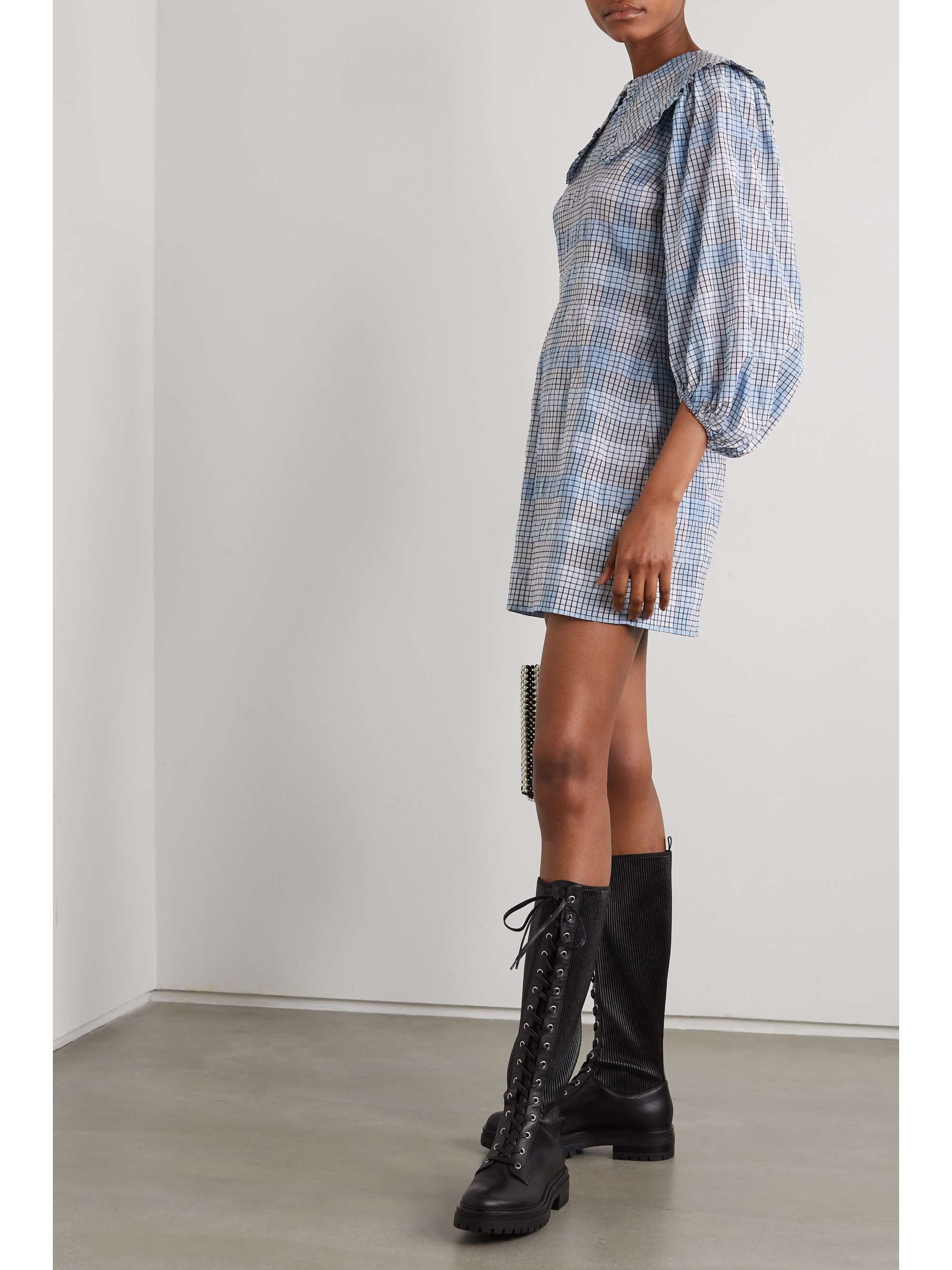 ganni seersucker mini dress
