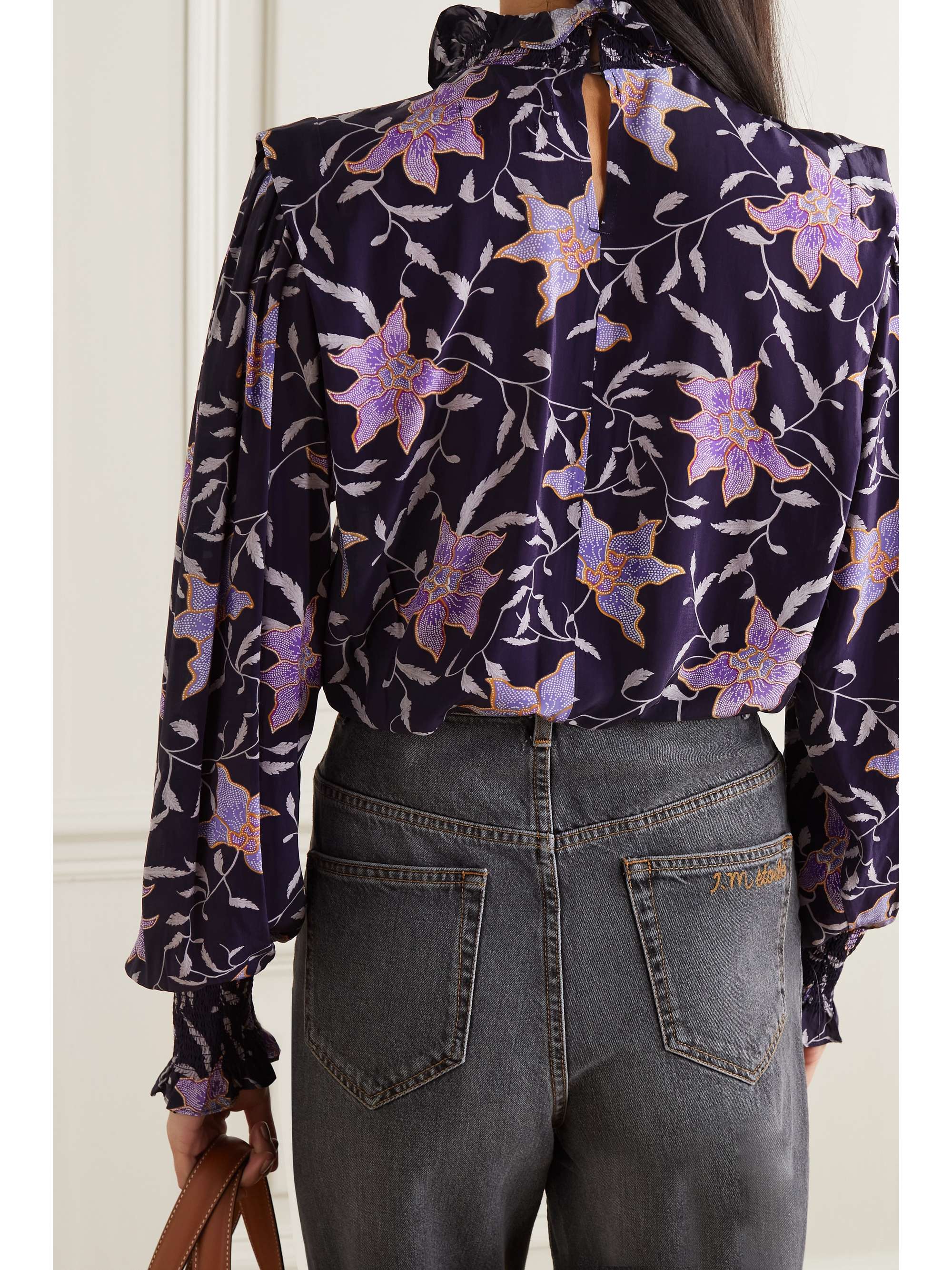 MARANT ÉTOILE Yoshi shirred floral-print georgette blouse