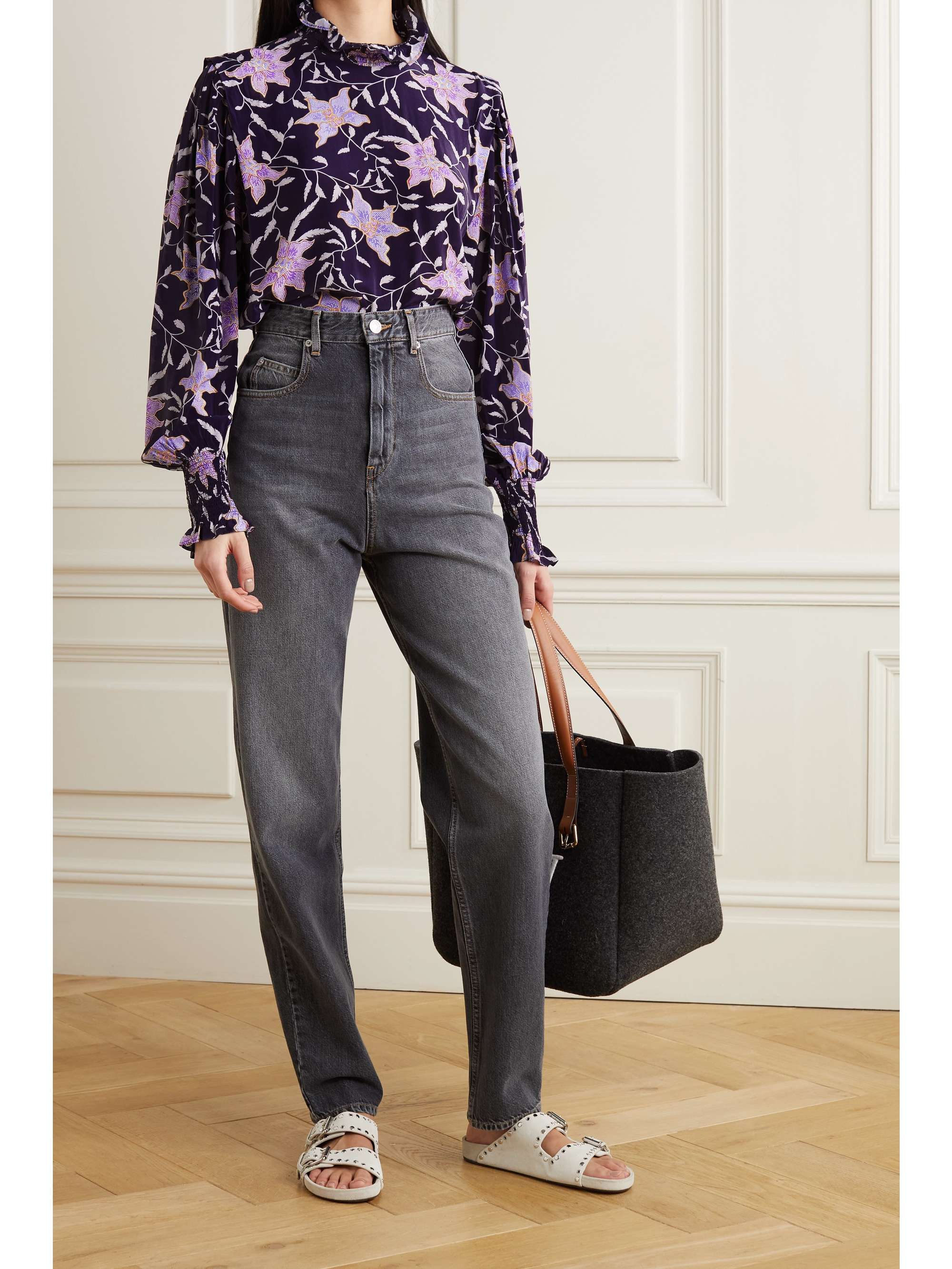 MARANT ÉTOILE Yoshi shirred floral-print georgette blouse