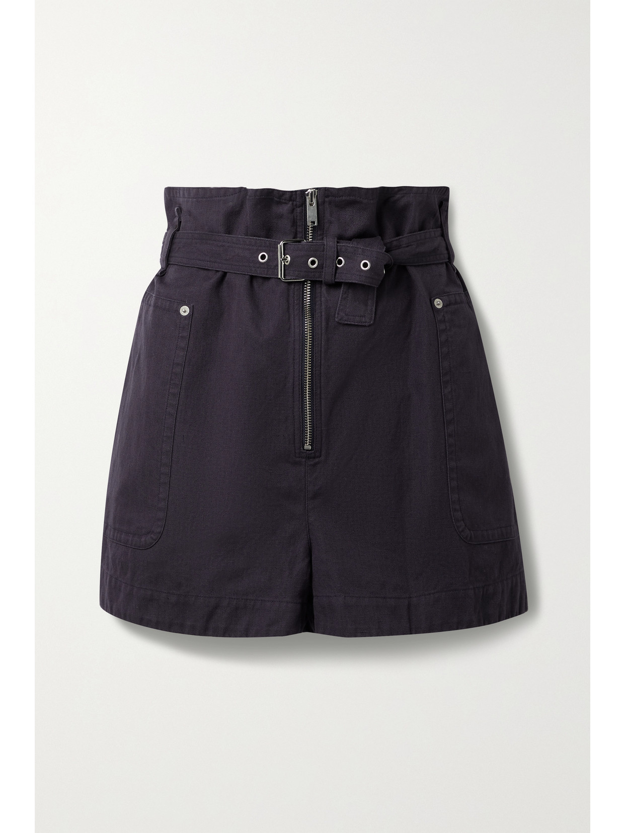 Isabel Marant Étoile Parana Cotton And Linen-blend Belted Shorts In Navy