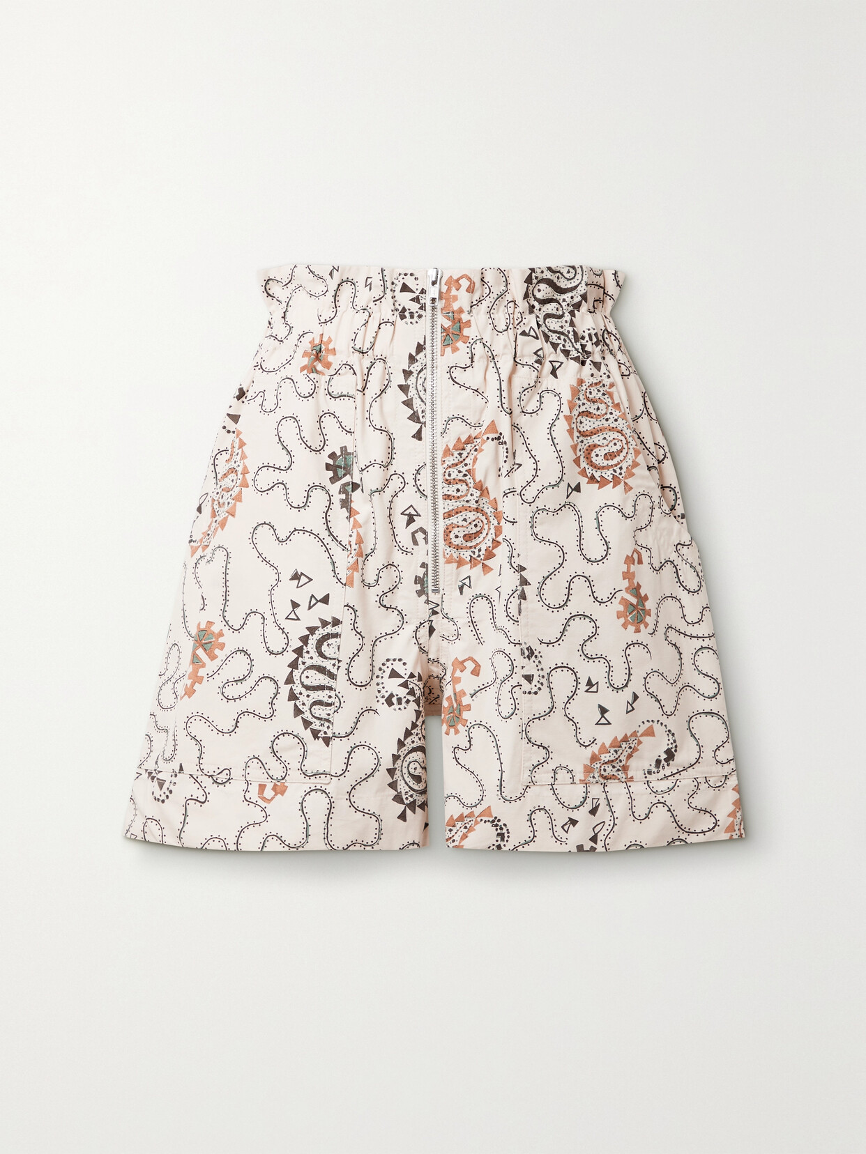 Isabel Marant Étoile Nawel Paperbag-waist Printed Cotton Shorts In Ecru