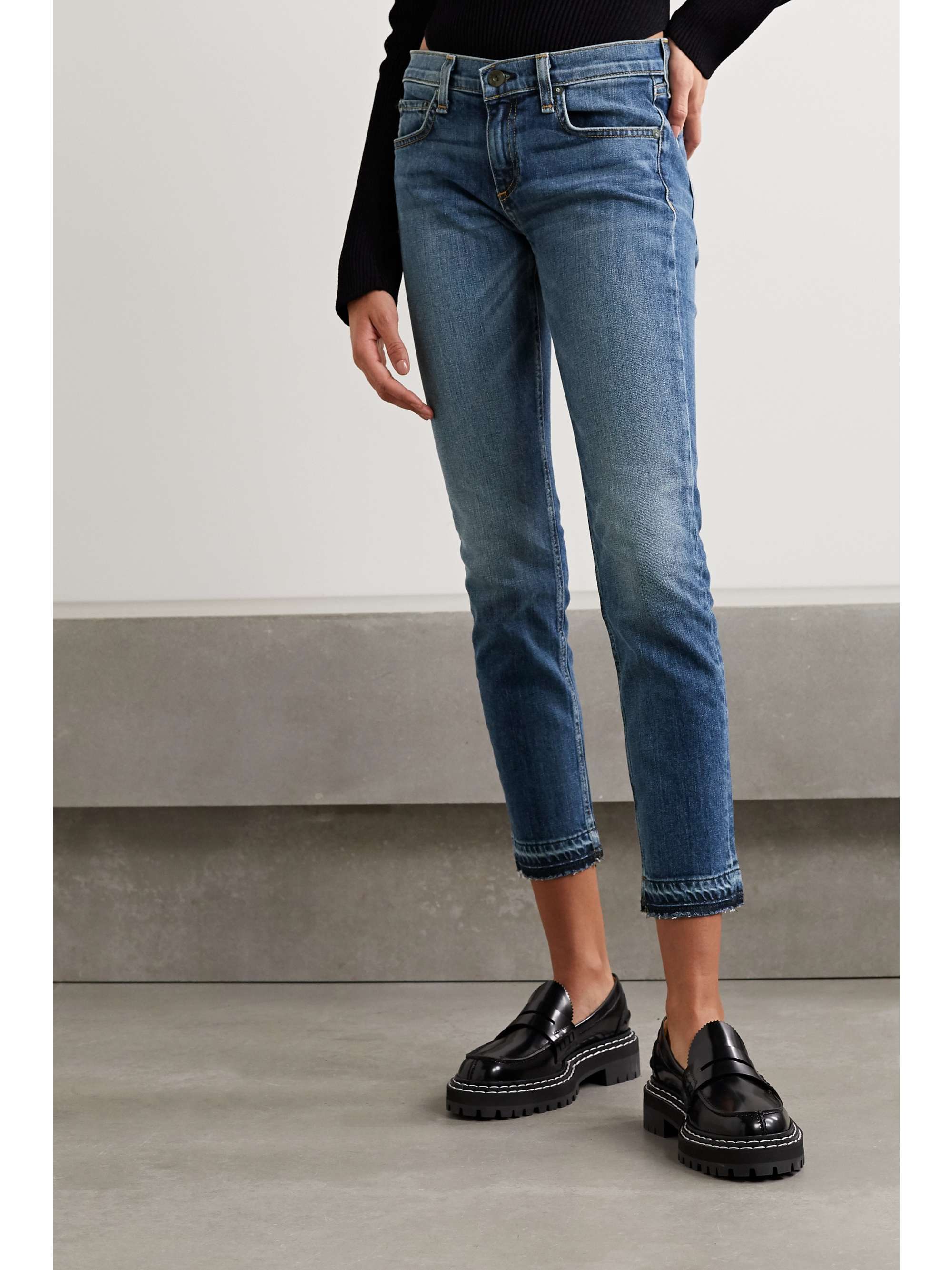 RAG & BONE Dre Capri cropped distressed mid-rise slim-leg jeans
