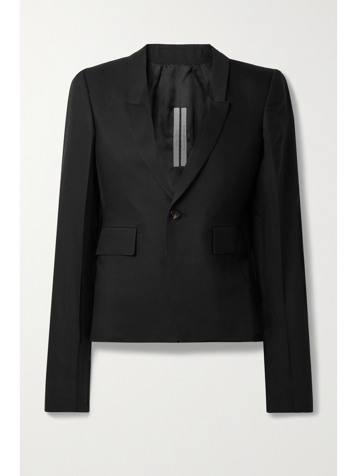 Rick Owens Structured Shoulder Bell Sleeve Blazer In Black