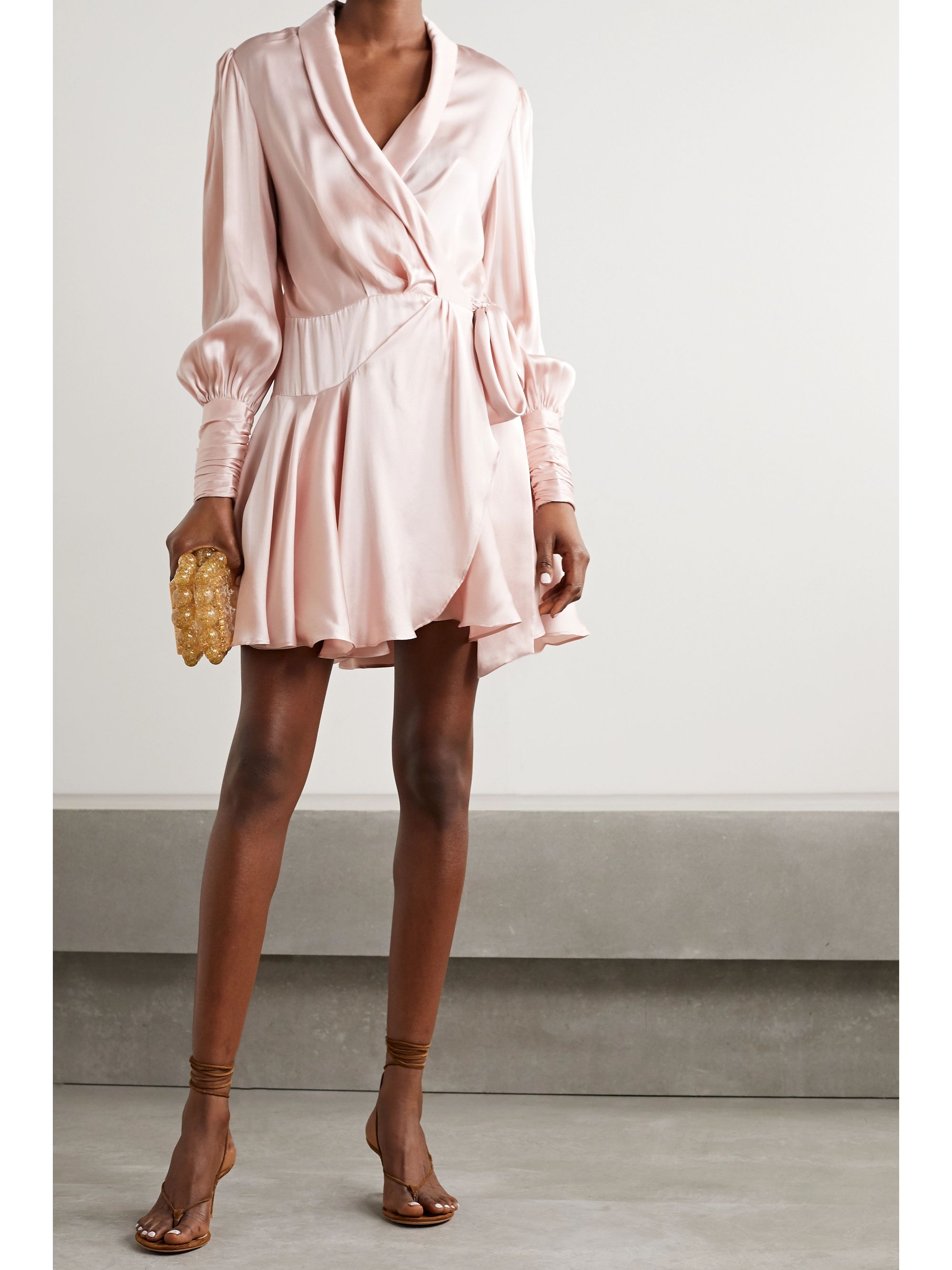 silk mini wrap dress