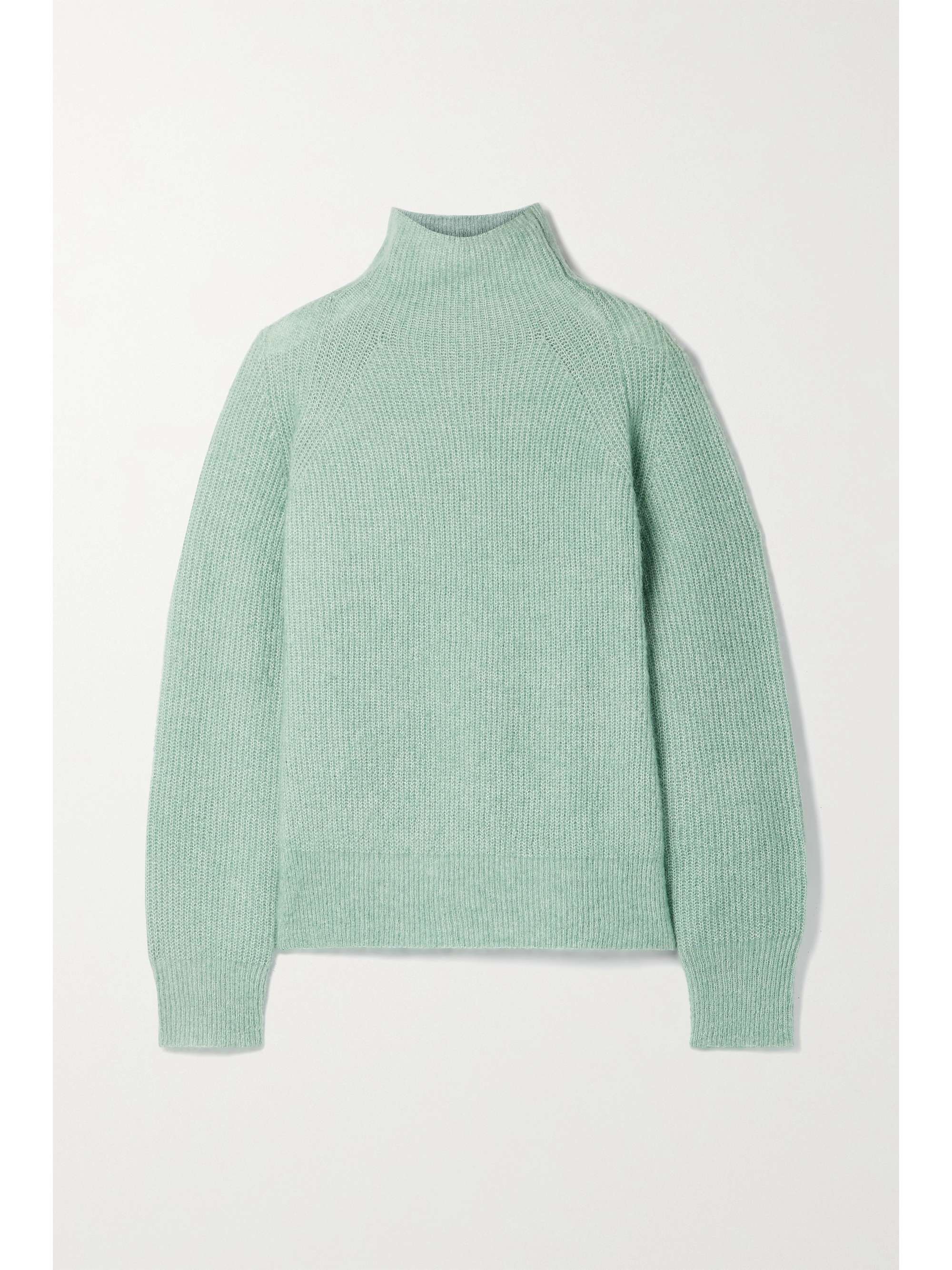 mint green turtleneck sweater