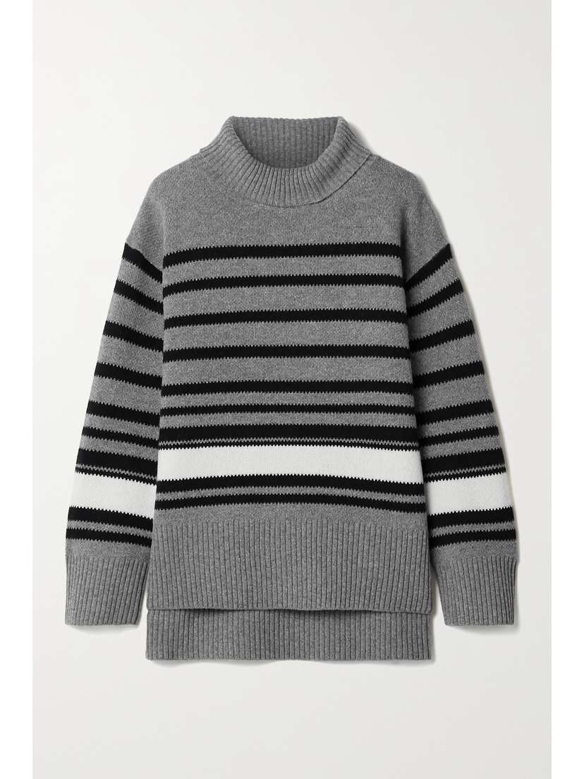 By Malene Birger Hedera Oversized Striped Wool-blend Turtleneck Sweater - x large