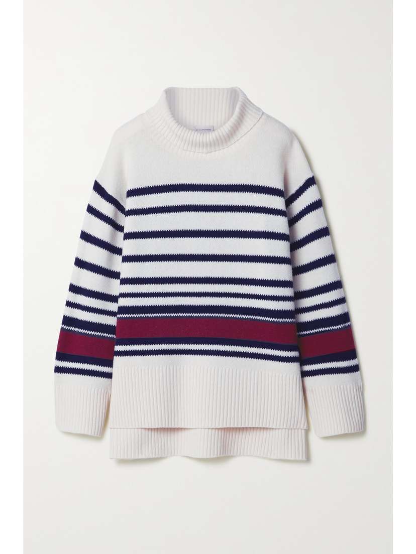 By Malene Birger Hedera Oversized Striped Wool-blend Turtleneck Sweater - x large