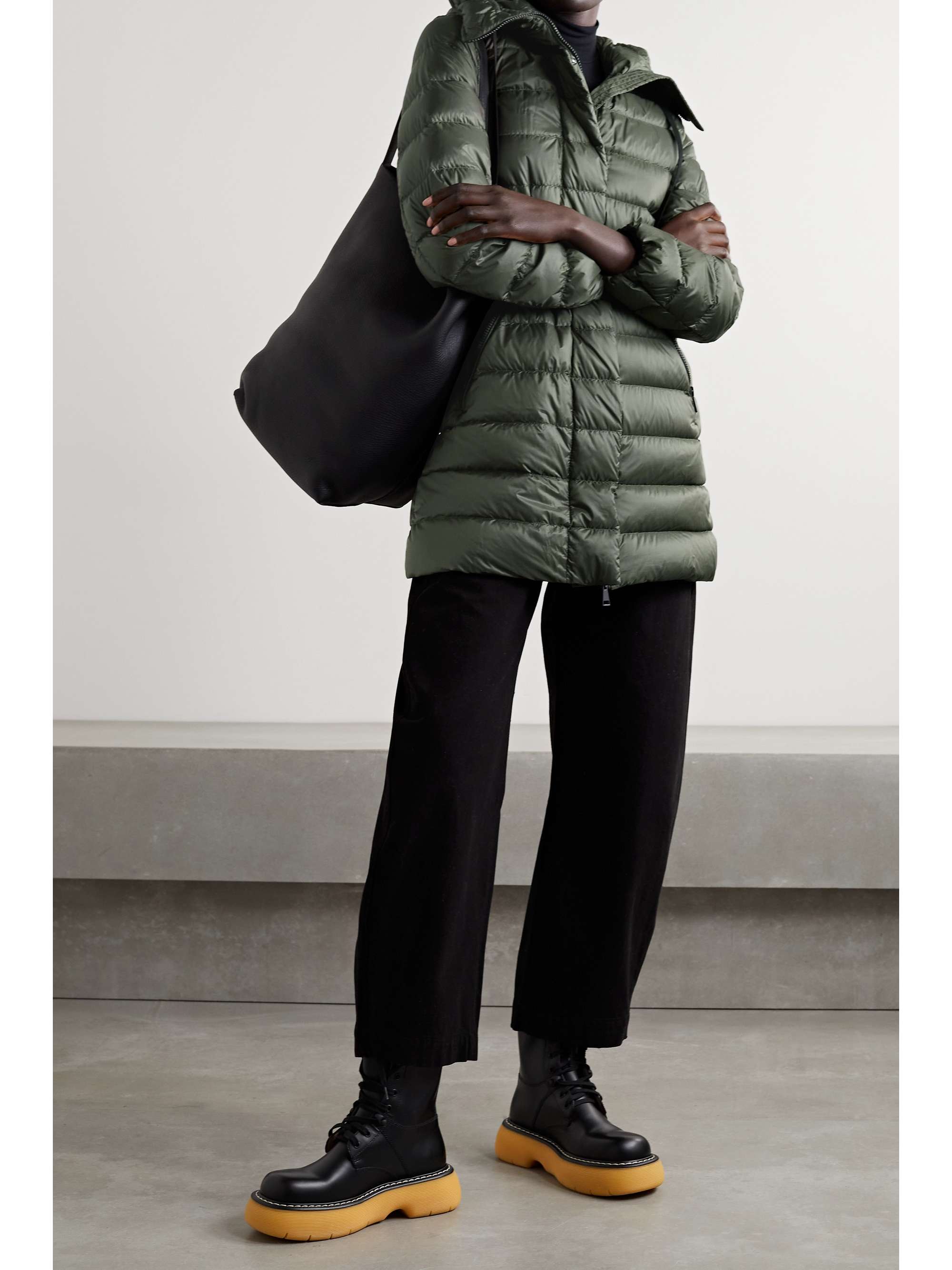 Army green Gnosia hooded quilted shell 