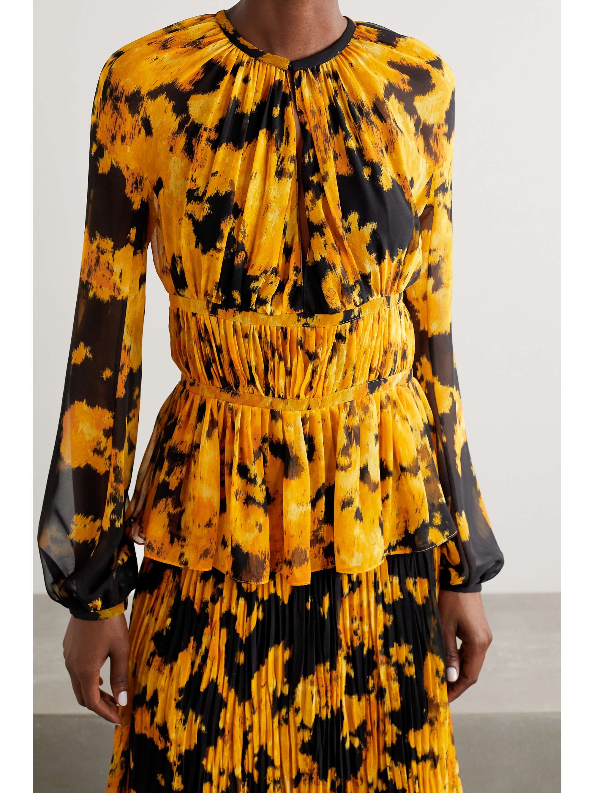 ALTUZARRA Therese printed plissé-georgette blouse
