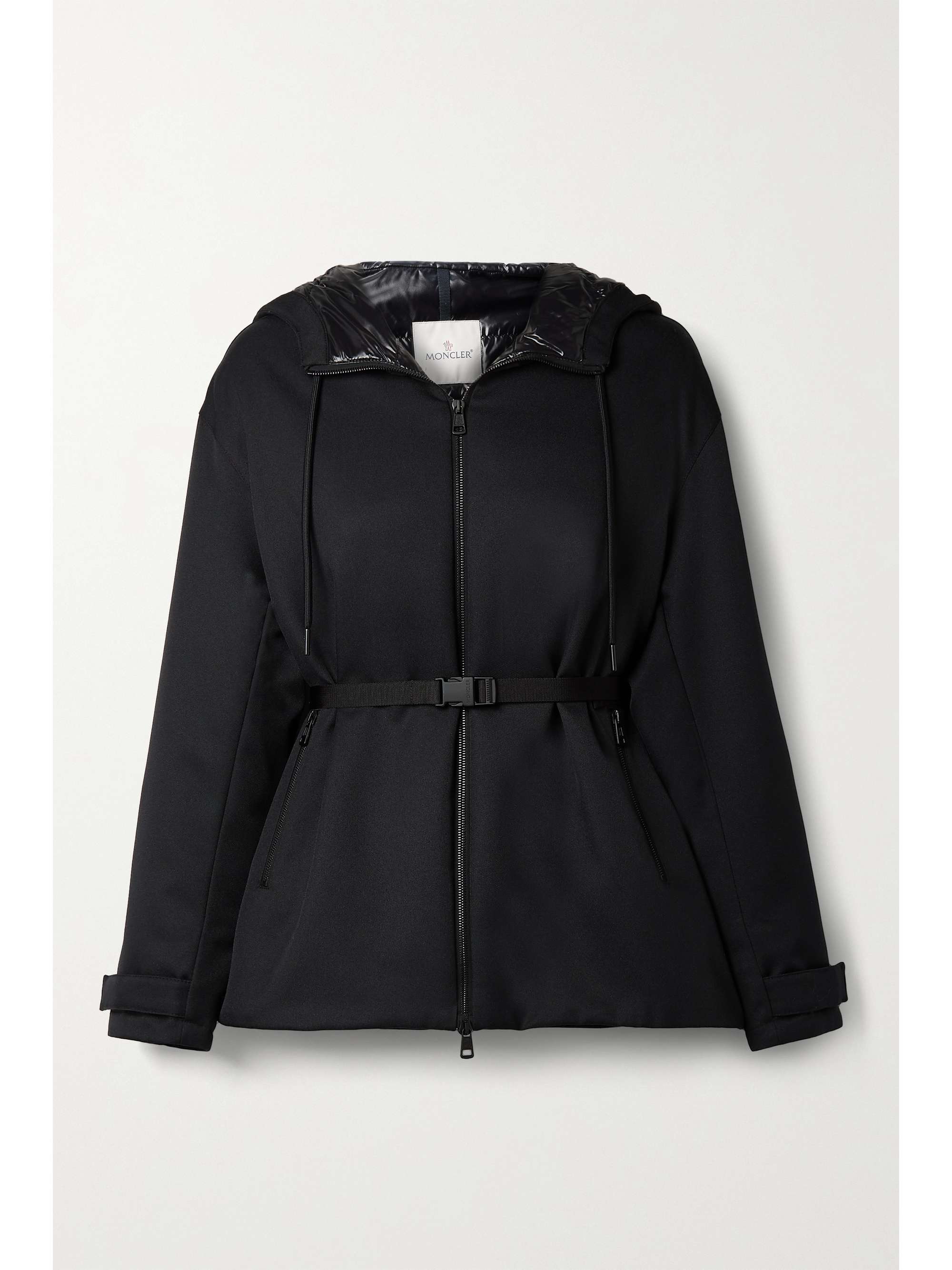 MONCLER Gredi hooded glossed shell-trimmed gabardine down jacket