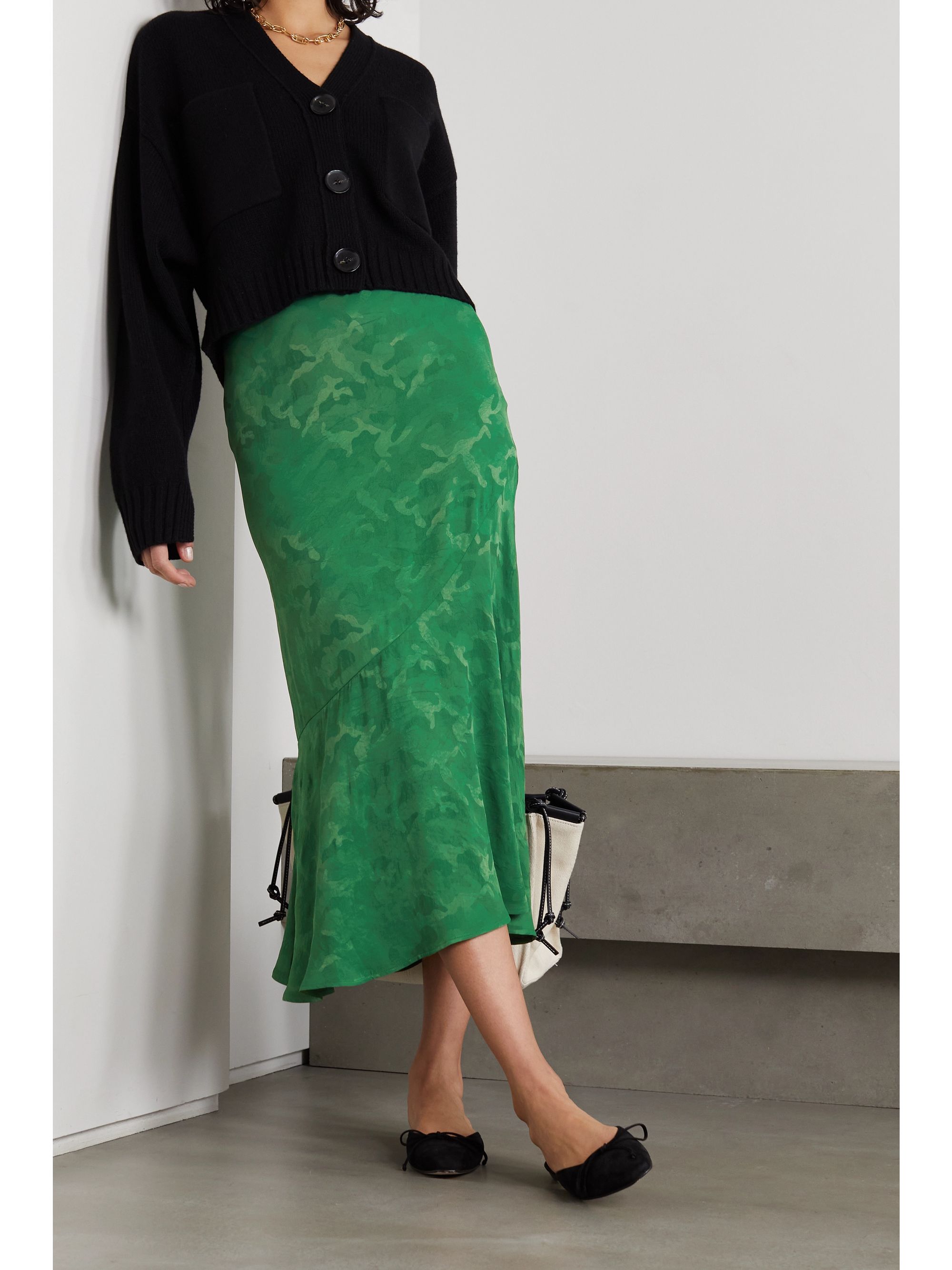 Emerald Salone satin-jacquard midi 