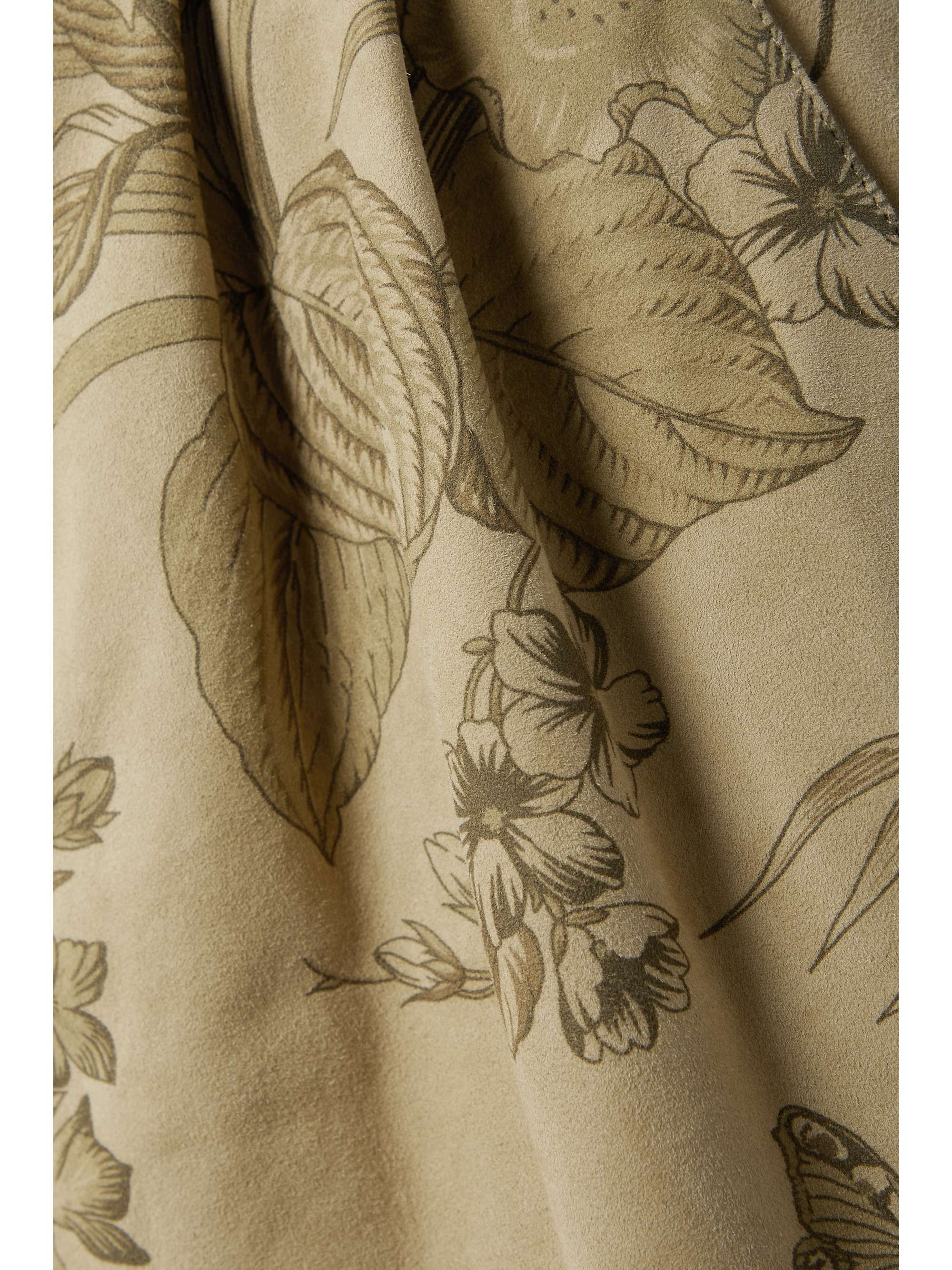 ETRO Pleated floral-print suede shorts