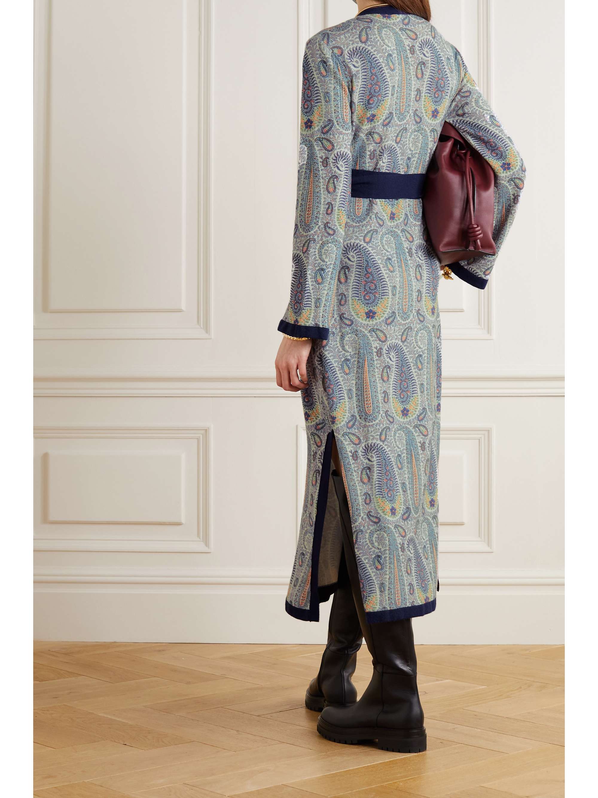 ETRO Paisley-print knitted wrap midi dress