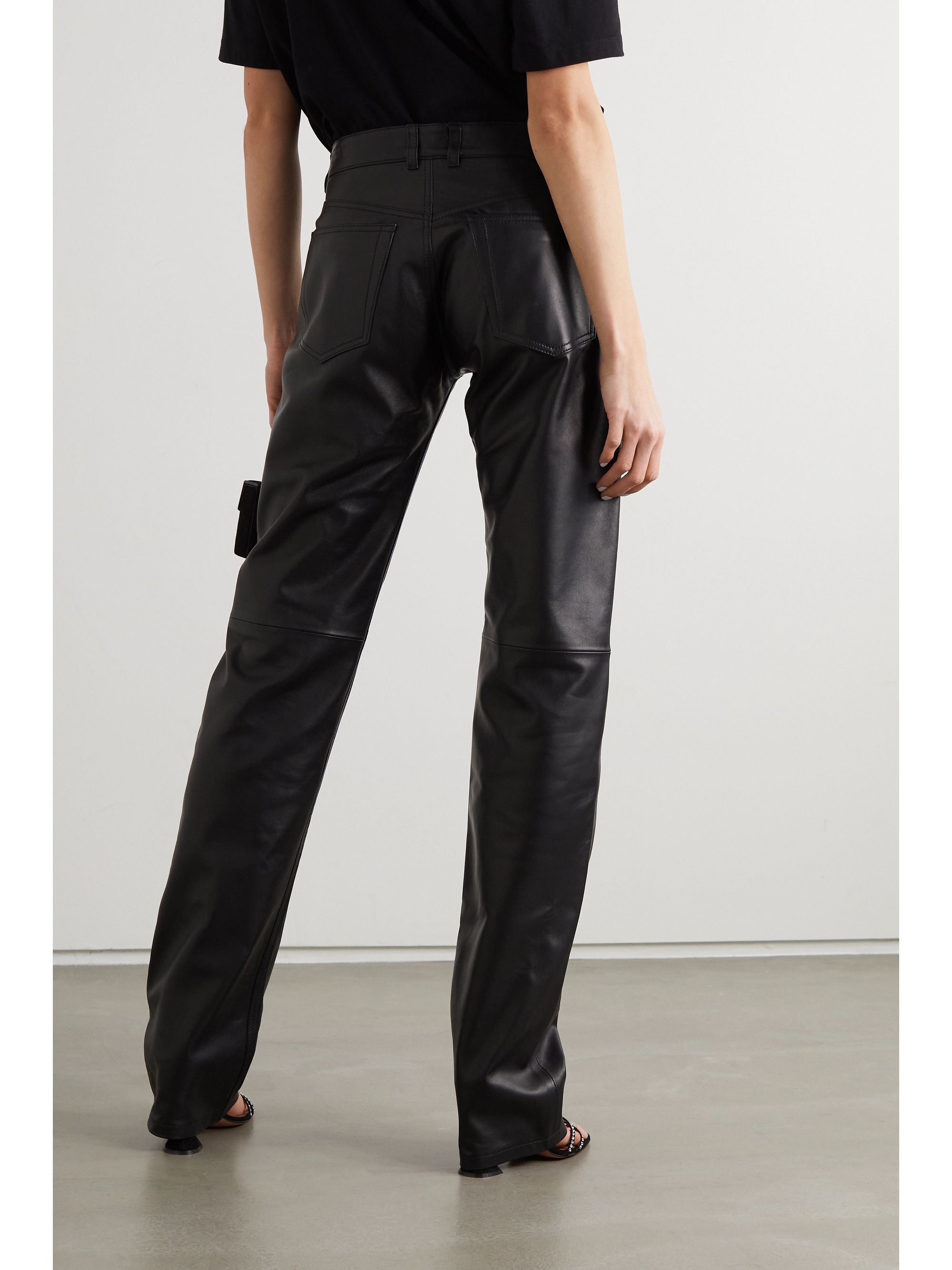 Black Leather straight-leg pants | THE ATTICO | NET-A-PORTER