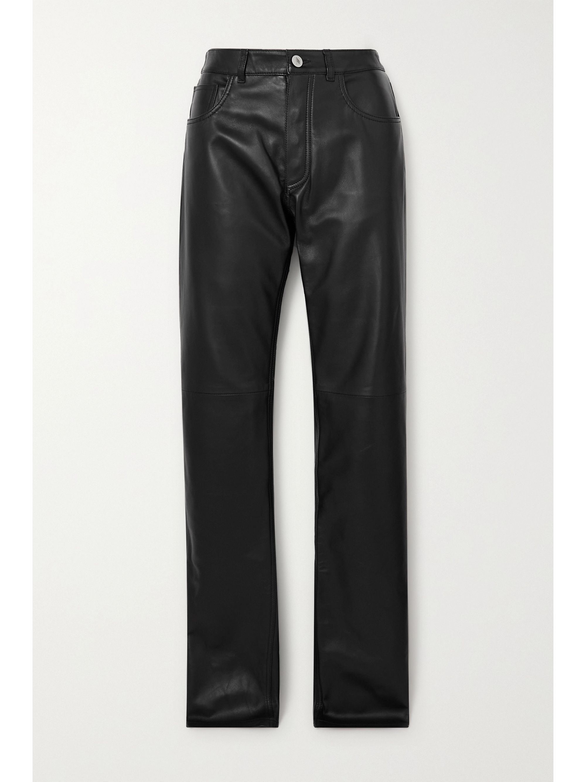 Black Leather straight-leg pants | THE ATTICO | NET-A-PORTER