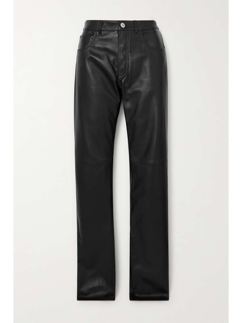 Leather straight-leg pants by The Attico, available on net-a-porter.com for $1001 Hailey Baldwin Pants Exact Product 