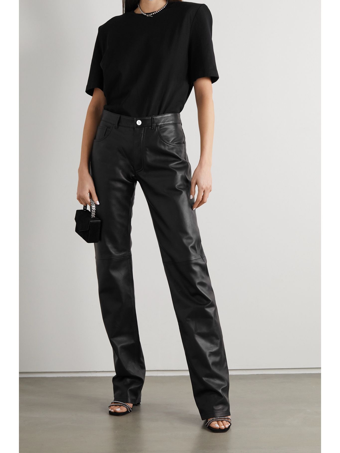 Black Leather straight-leg pants | THE ATTICO | NET-A-PORTER