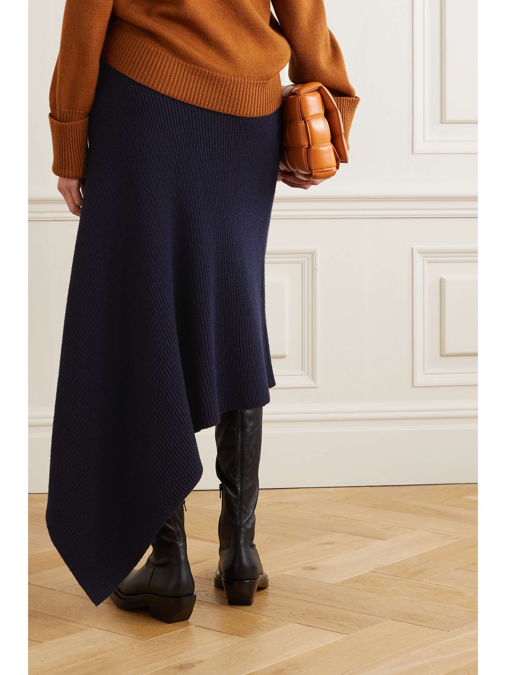 MONSE Asymmetric ribbed merino wool skirt
