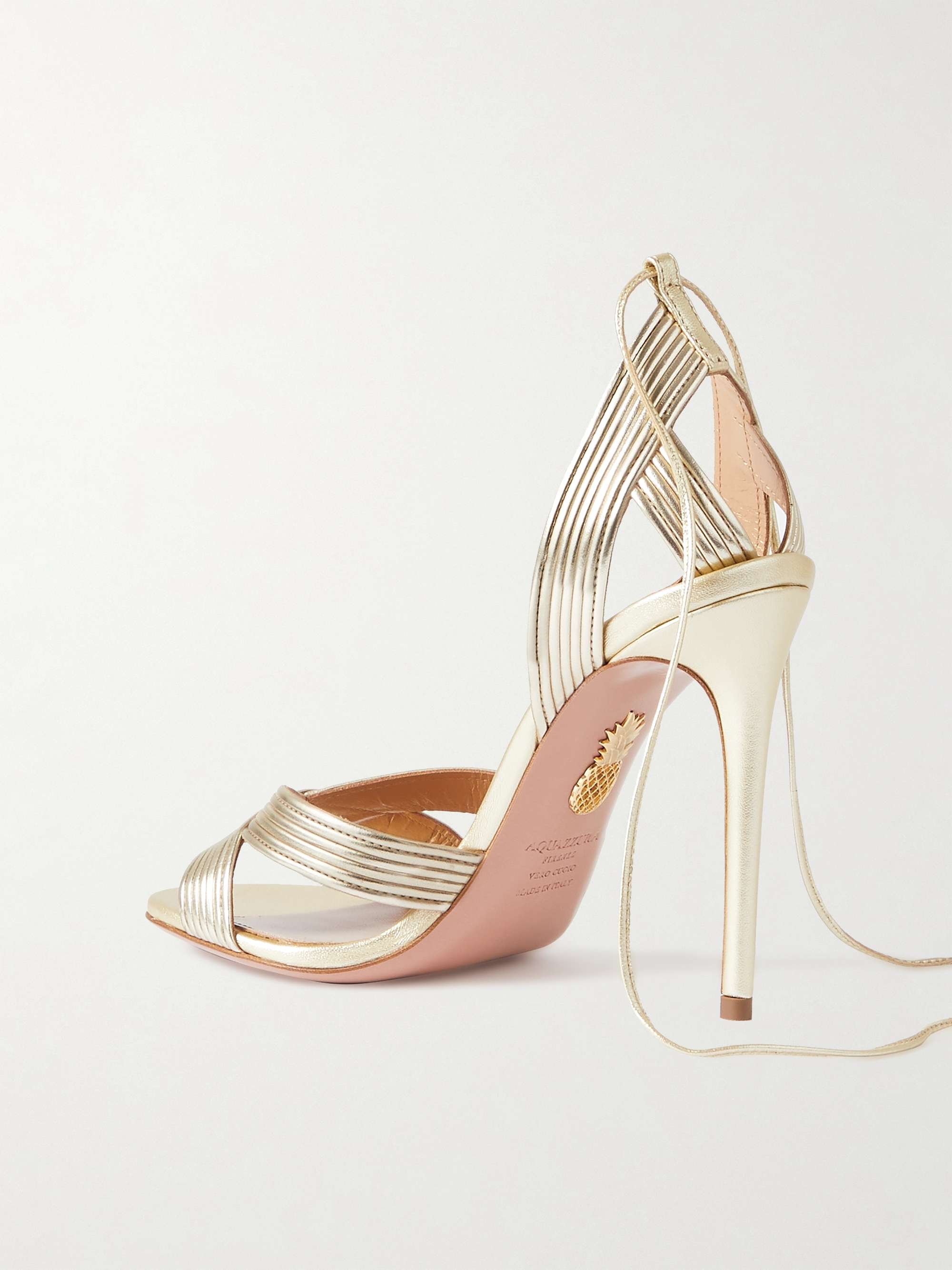 AQUAZZURA Ari 105 metallic leather sandals