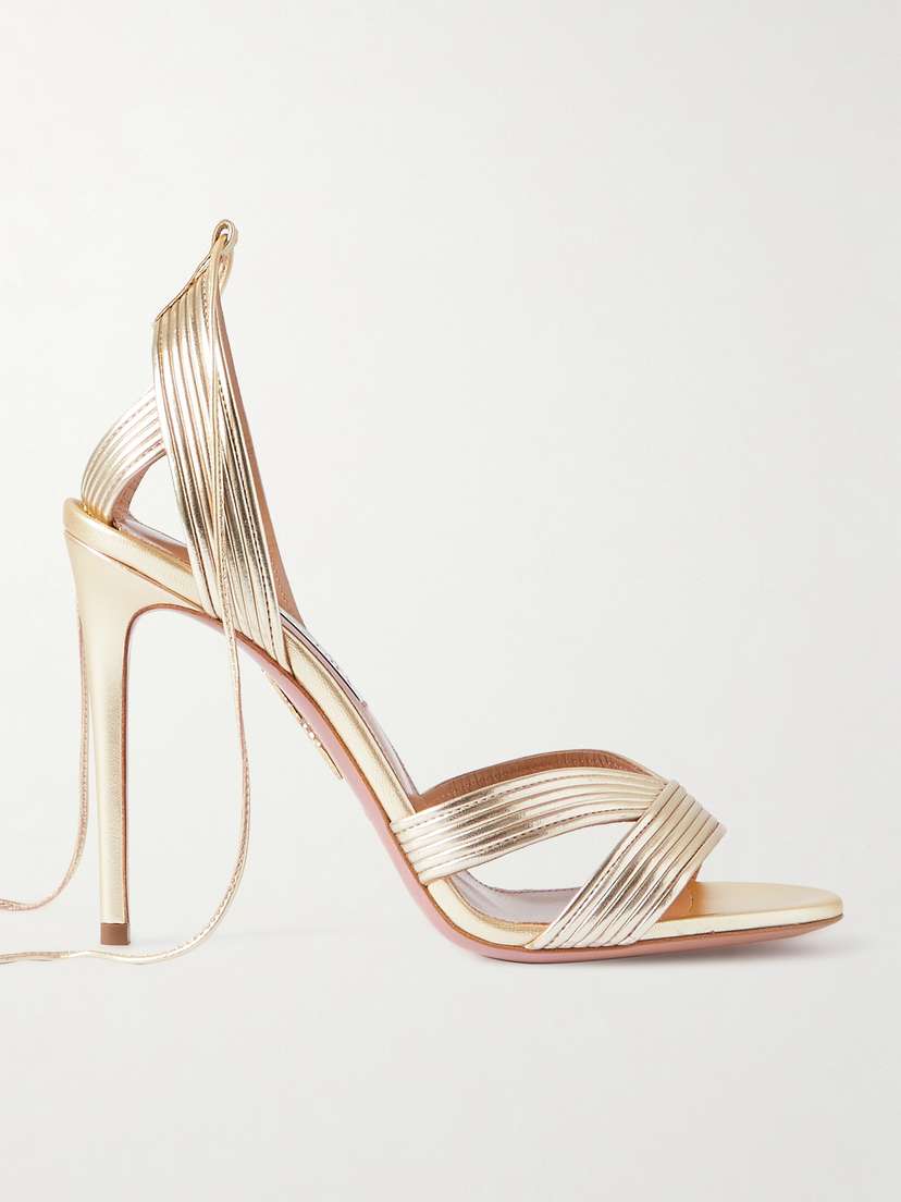 Aquazzura Ari 105 Metallic Leather Sandals