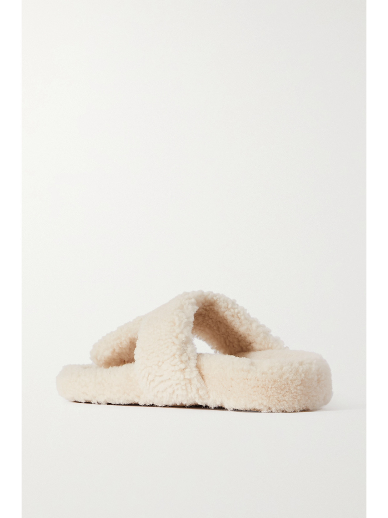 Aquazzura Relax Flat Footbed Shearling Slides In Cream