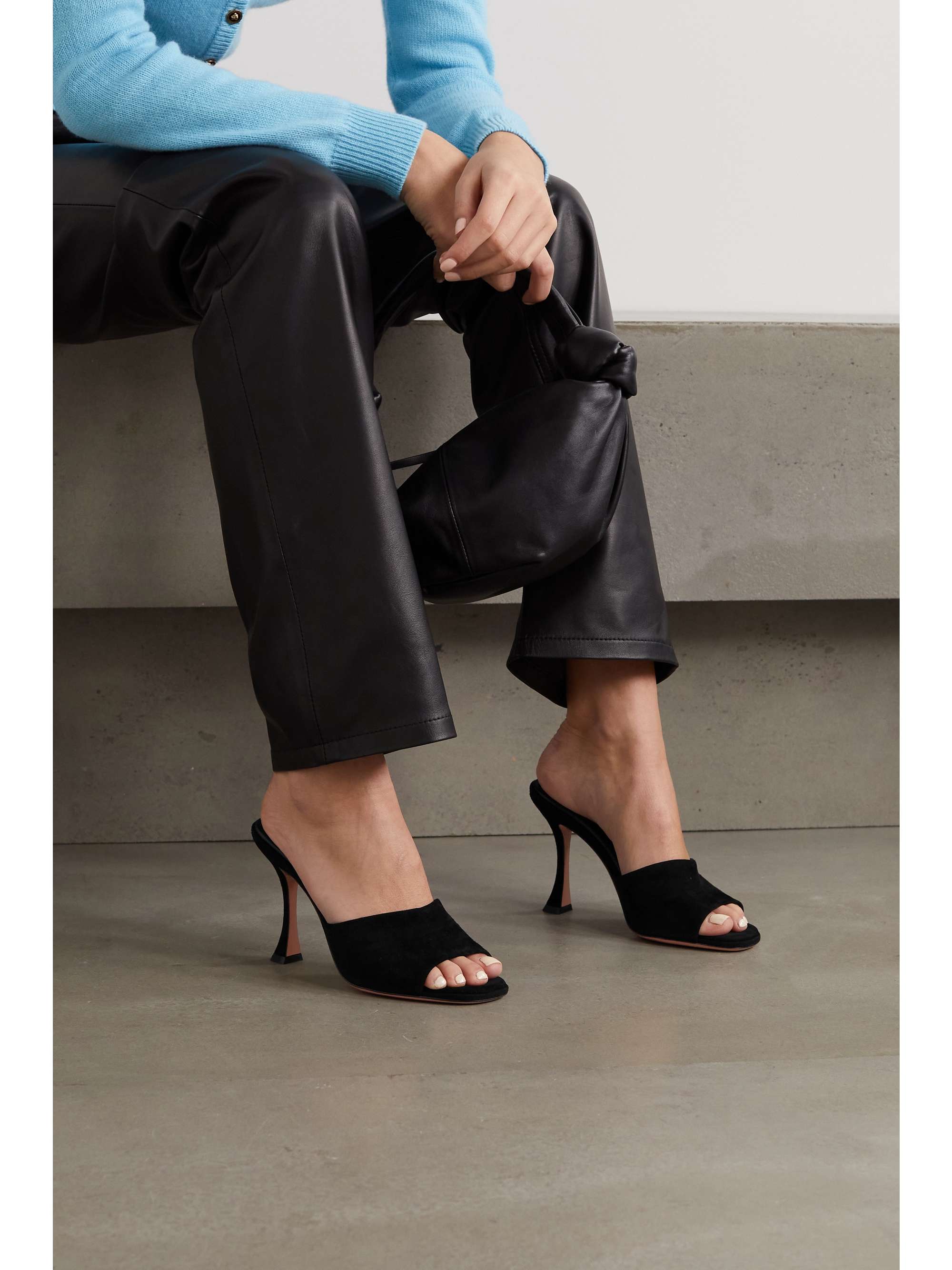 Black Violette 95 Suede Mules Aquazzura Net A Porter