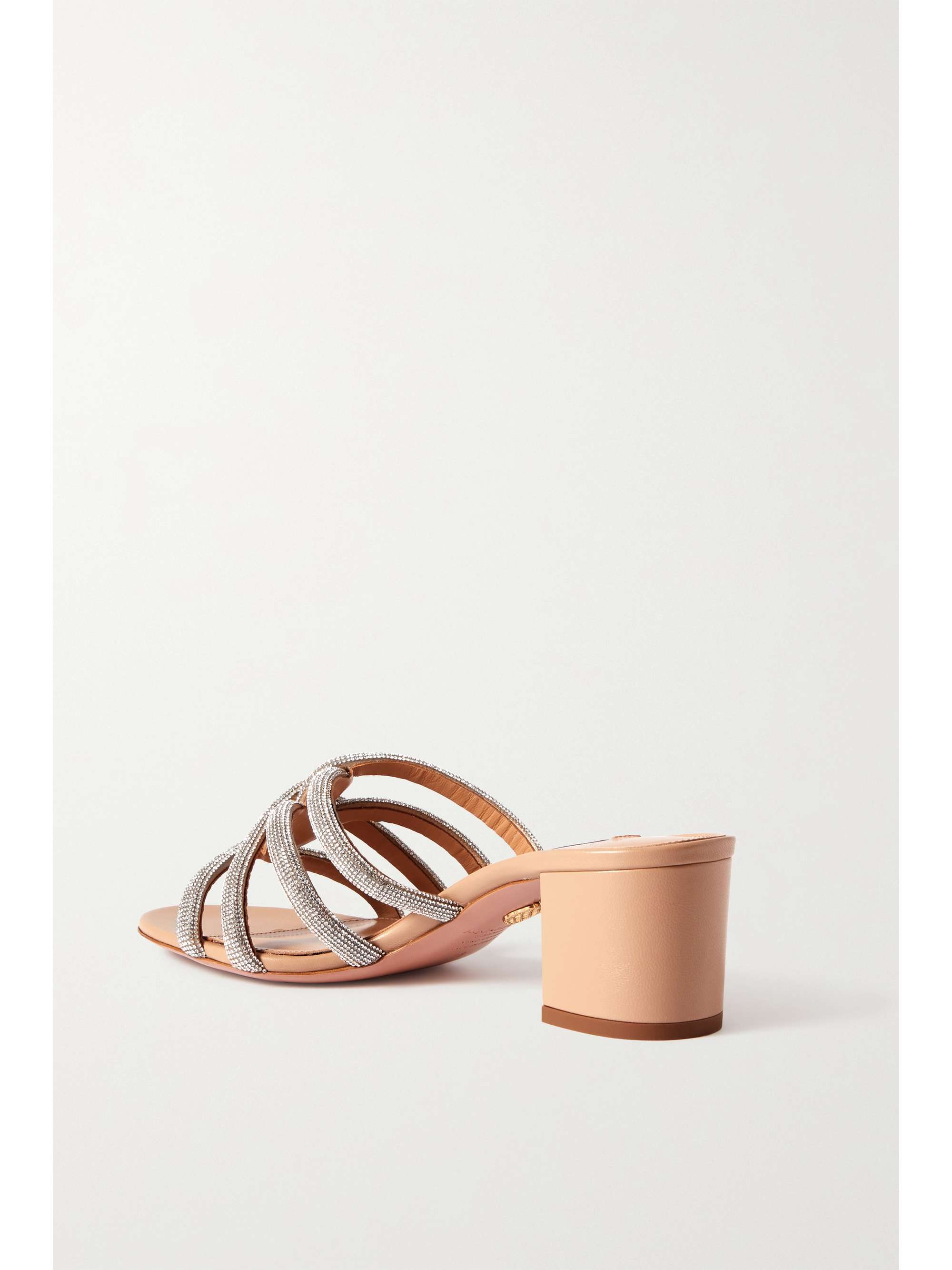 AQUAZZURA Moondust 50 crystal-embellished leather mules