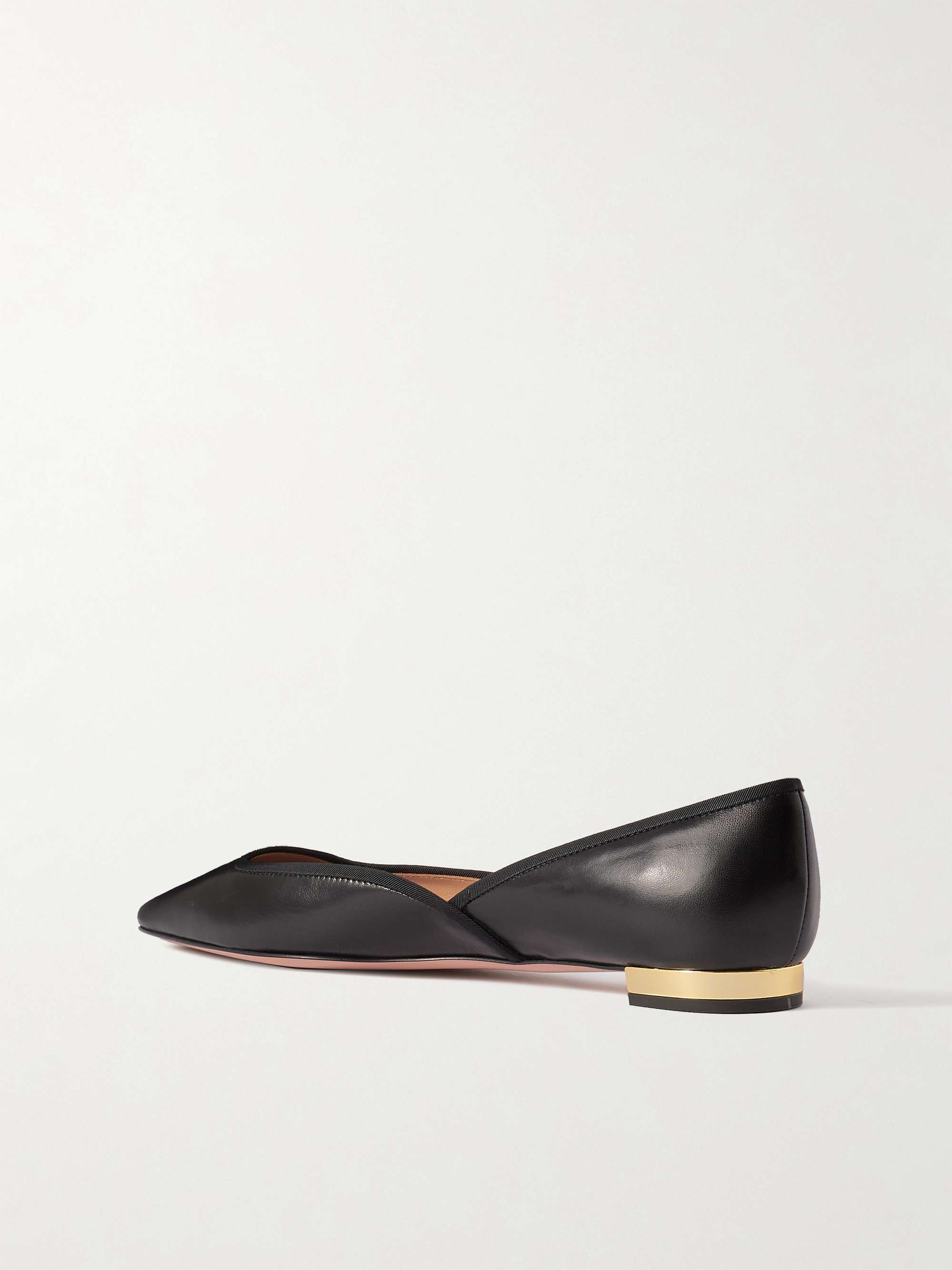 AQUAZZURA Ballerine in pelle con finiture in gros-grain Maia